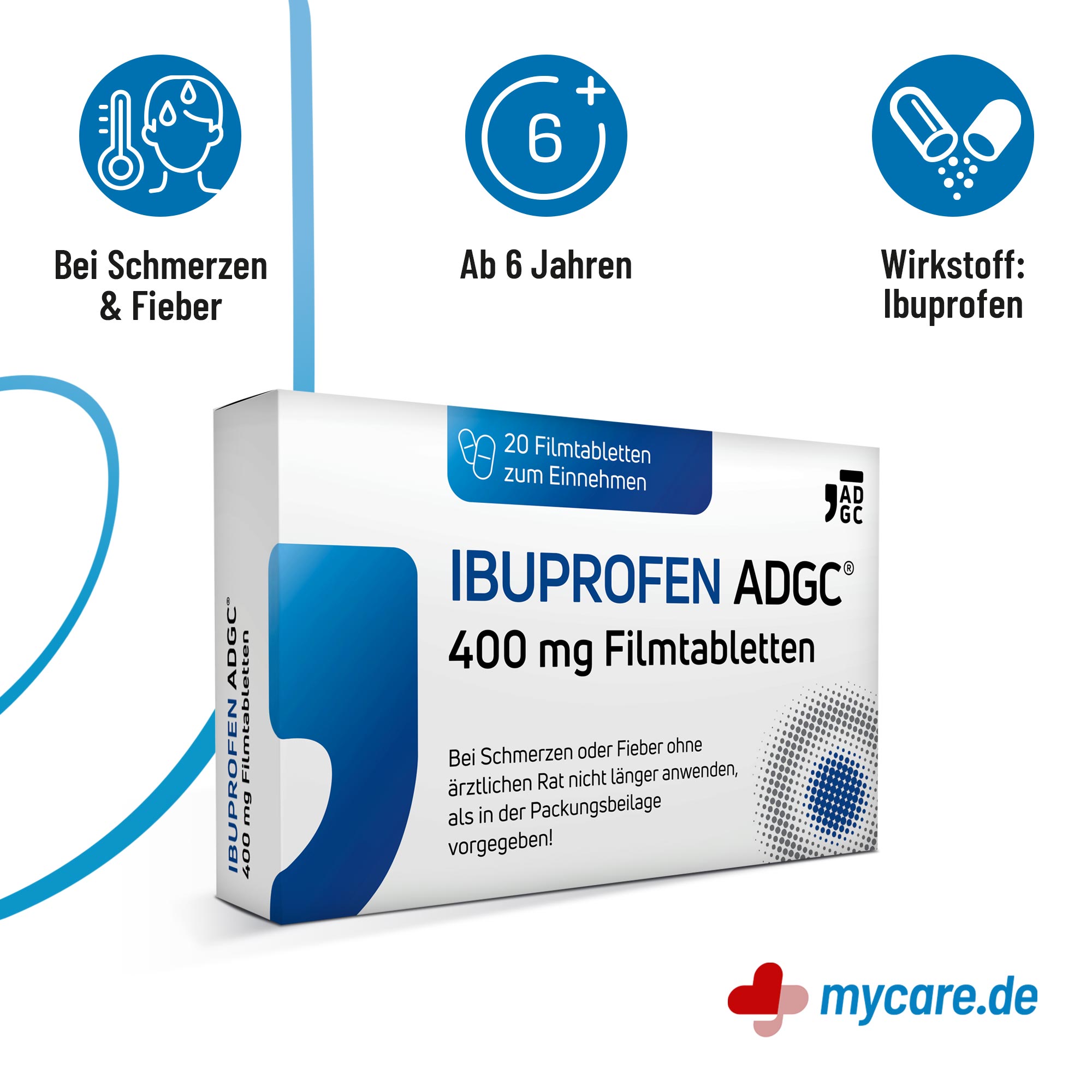 Infografik Ibuprofen ADGC 400 mg Filmtabletten Eigenschaften