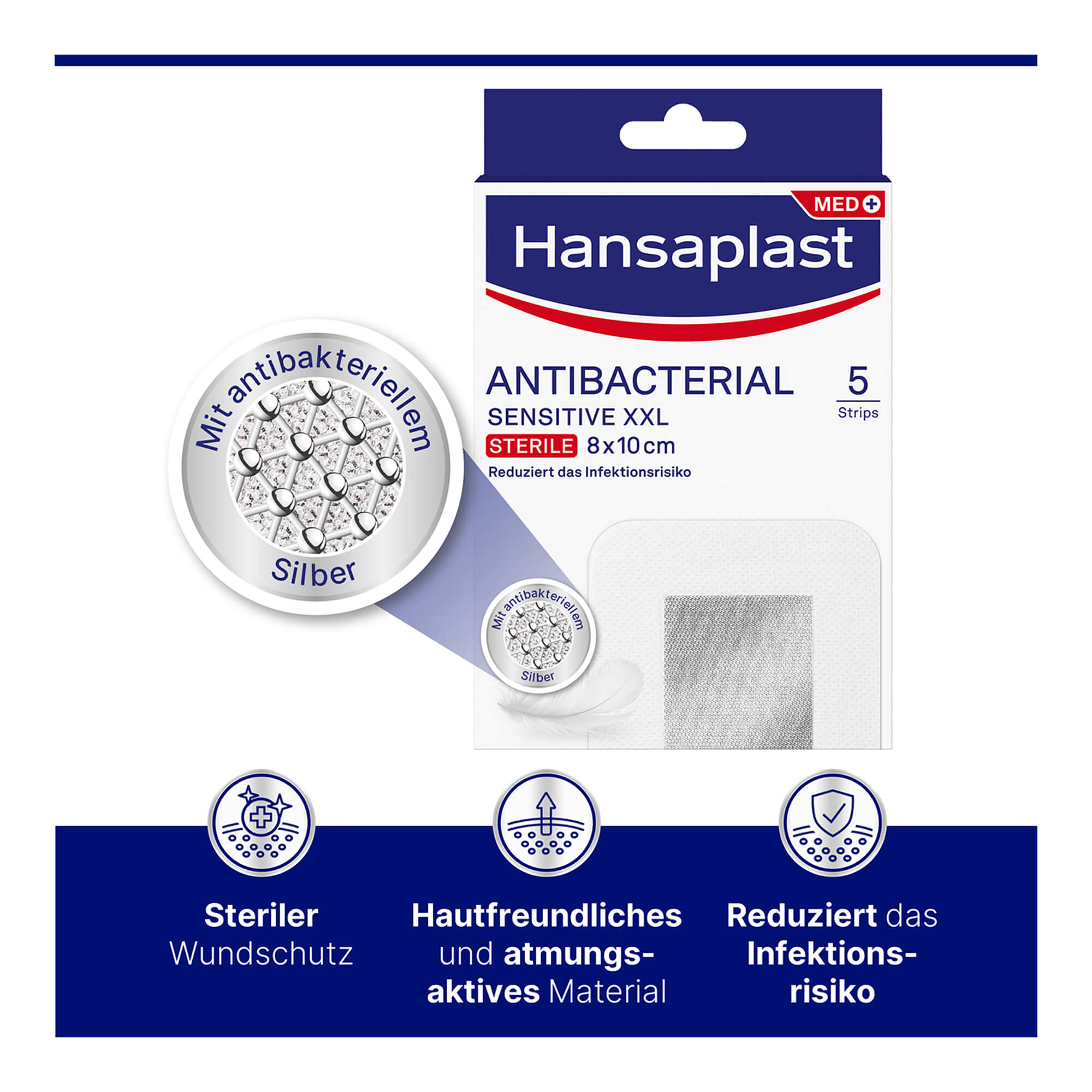 Hansaplast Sensitive Wundpflaster antibakteriell 8x10 cm