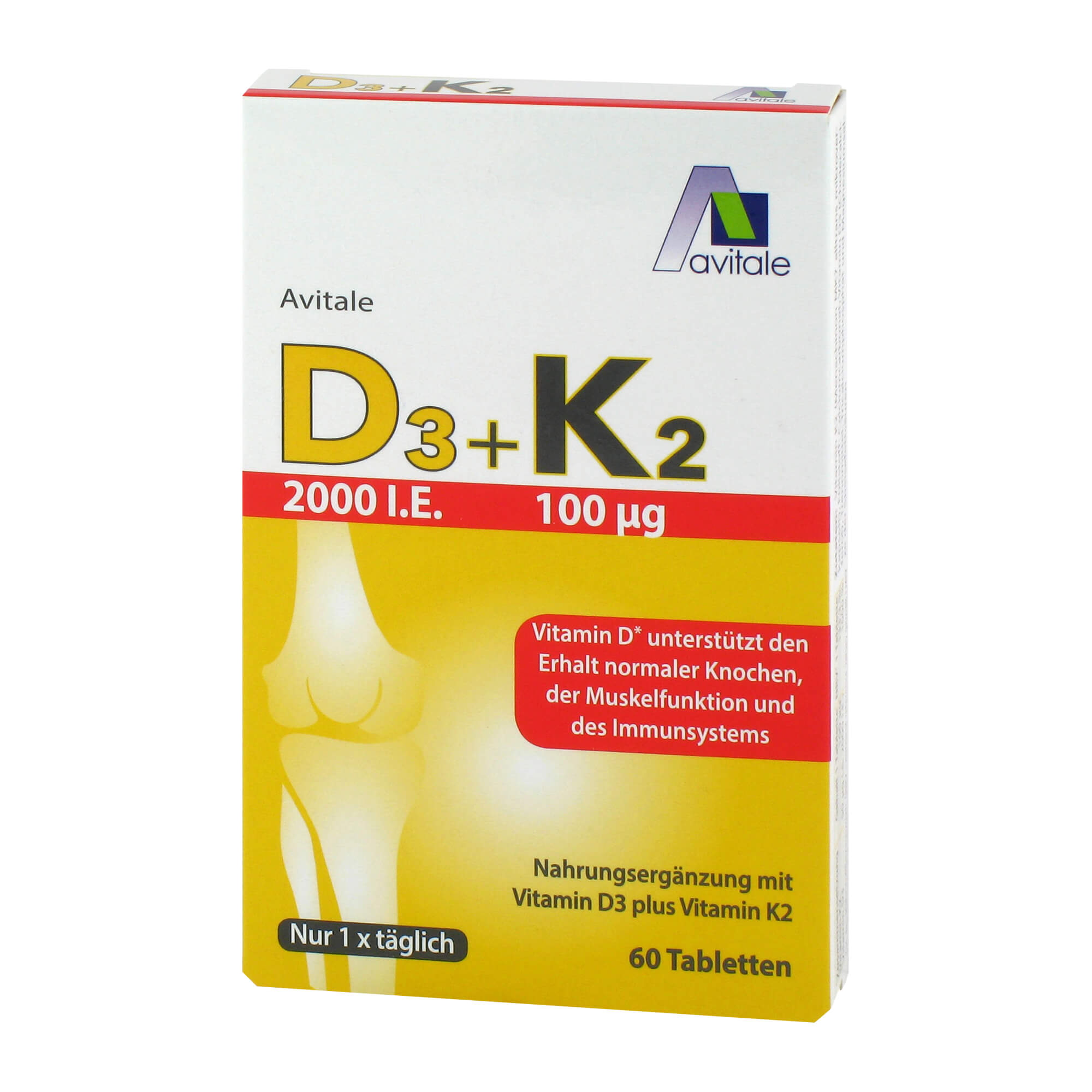 Nahrungsergänzungsmittel mit Vitamin D3 und Vitamin K2.