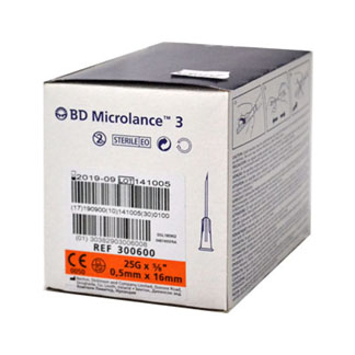 "BD Microlance 3 Kanüle, 25 G x 5/8"", 0,5 mm x 16 mm."