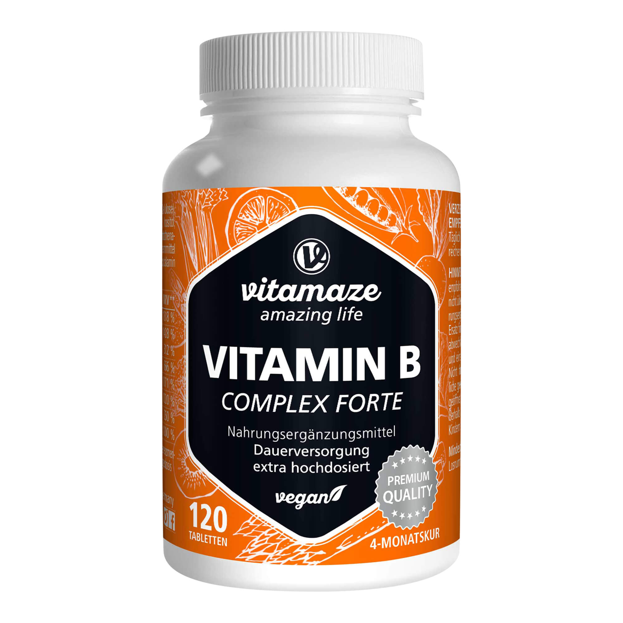 Nahrungsergänzungsmittel mit allen essentiellen B-Vitamine in extra hochdosierter Form. Für Nerven, Zellen, Psyche & Immunsystem.