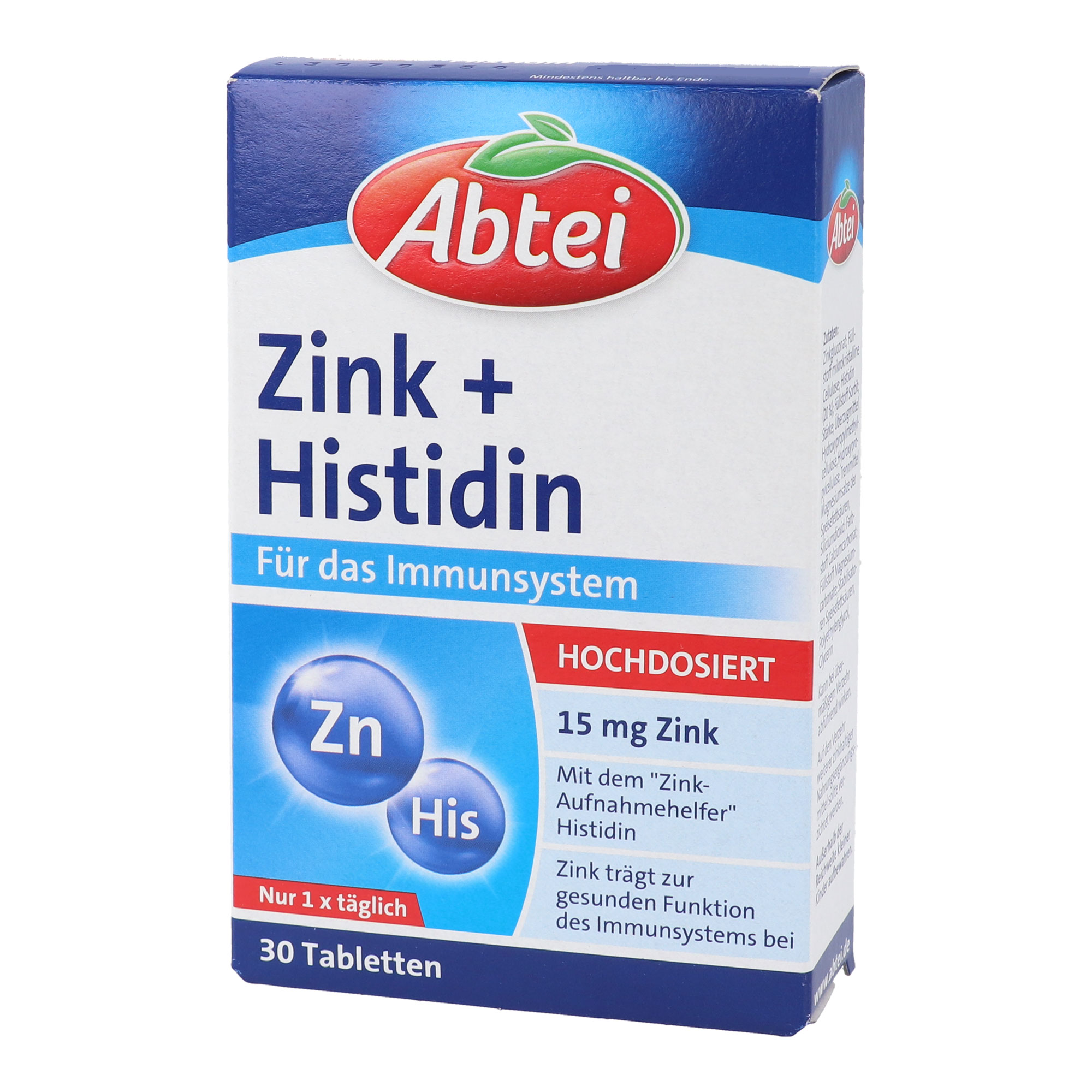 Nahrungsergänzungsmittel mit Zink und Histidin. Ohne Titandioxid.