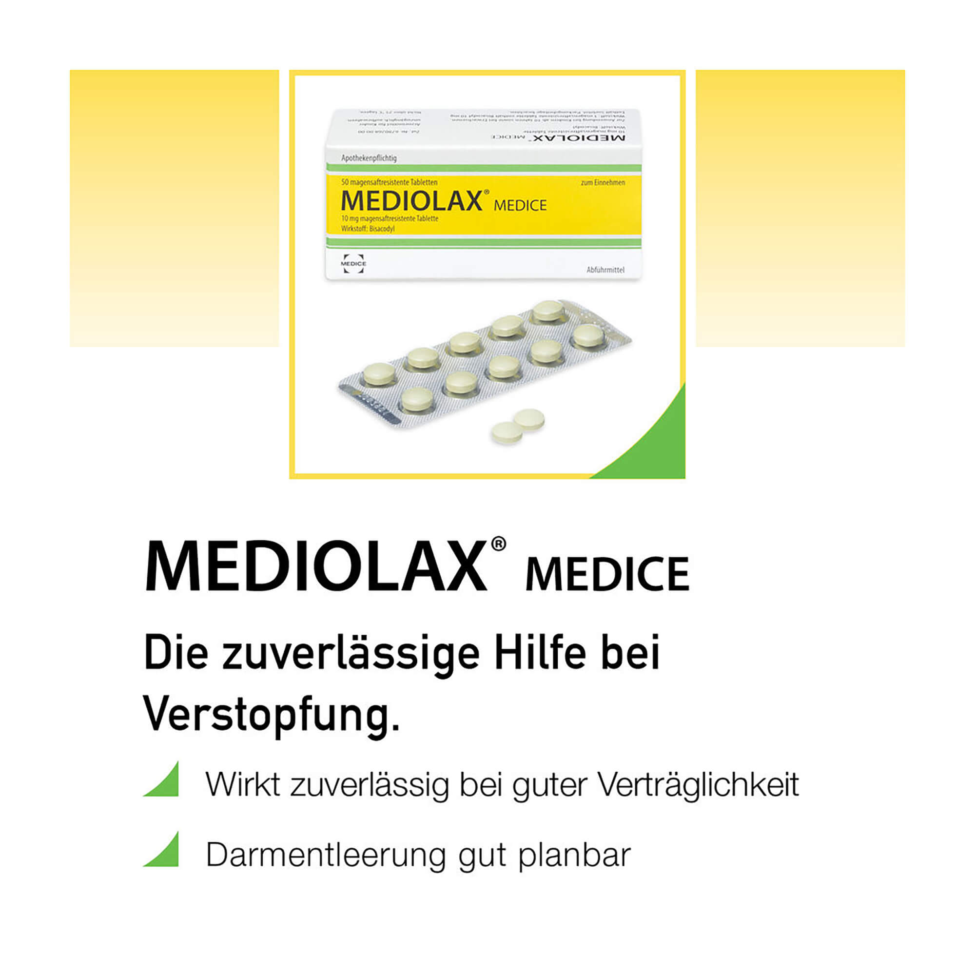 Grafik Mediolax Medice Magensaftresistente Tabletten Merkmale