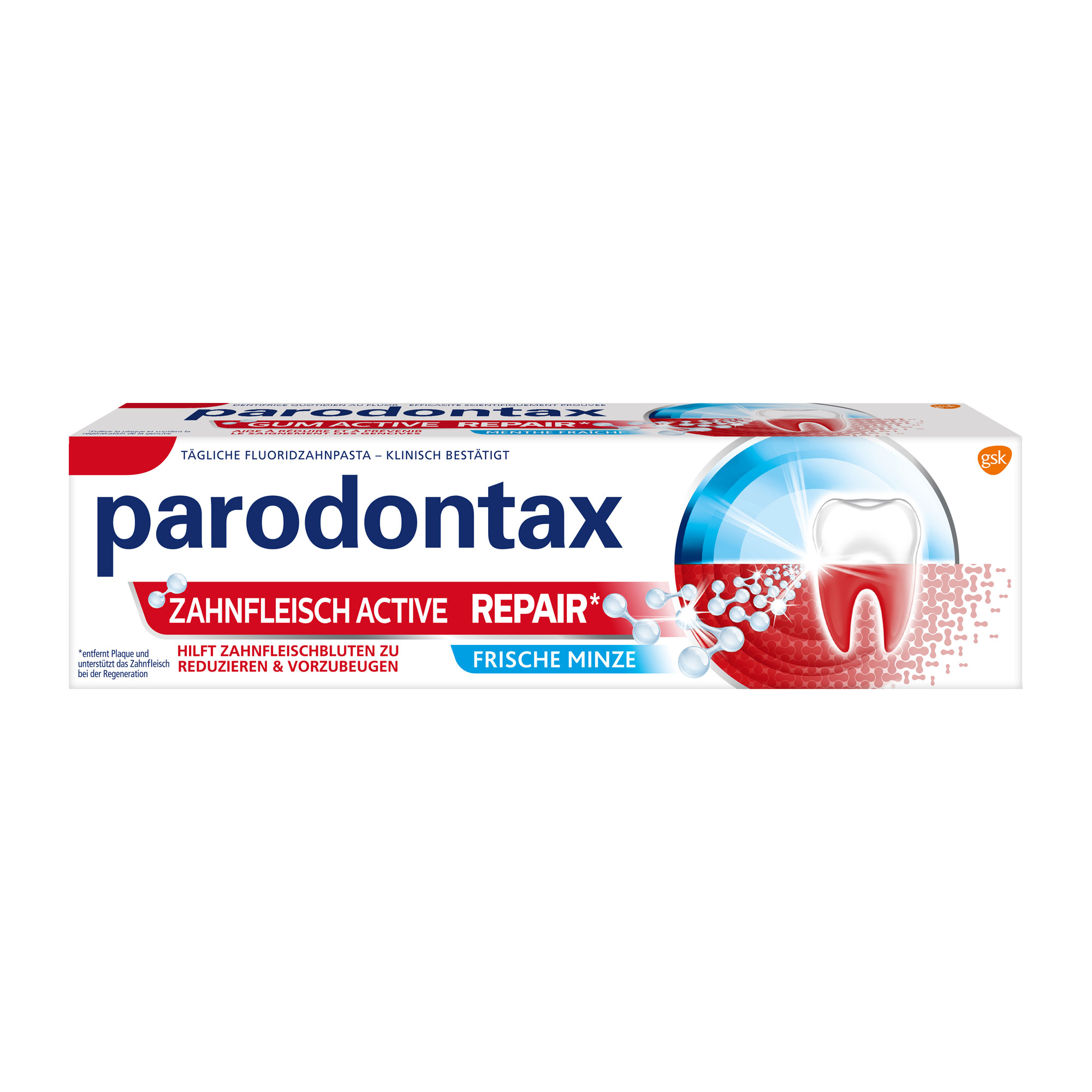 Parodontax Zahnfleisch Active Repair* Zahnpasta Verpackung