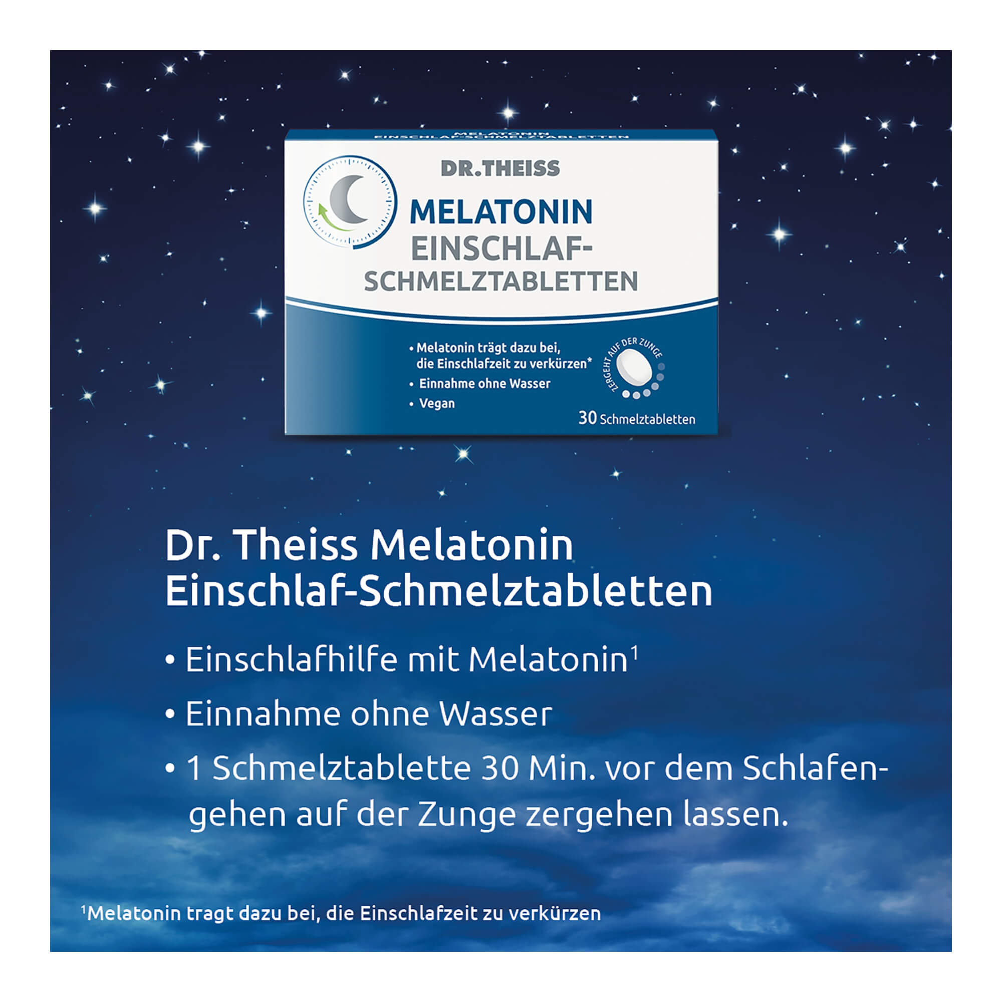 Grafik Dr. Theiss Melatonin Einschlaf-Schmelztabl. Anwendung