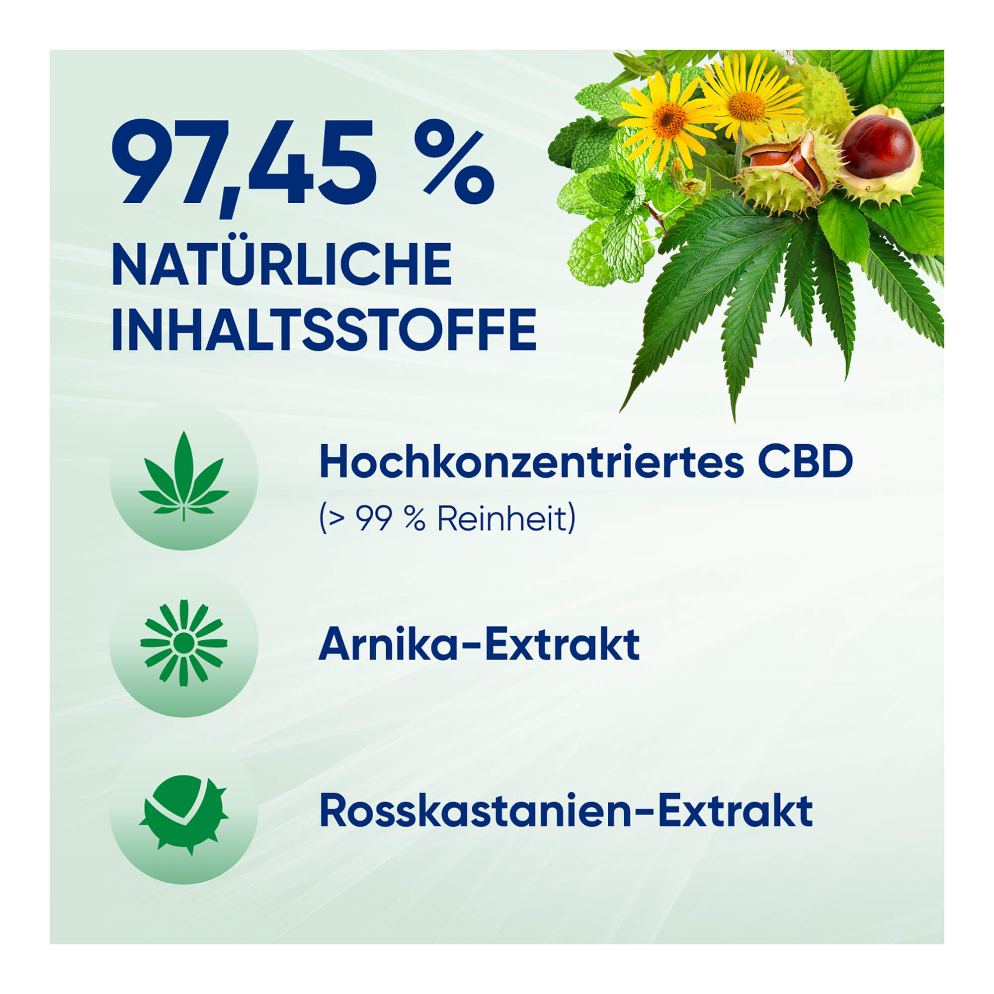 Grafik Mobilat CBD Aktiv-Gel 97,45 % natürliche Inhaltsstoffe