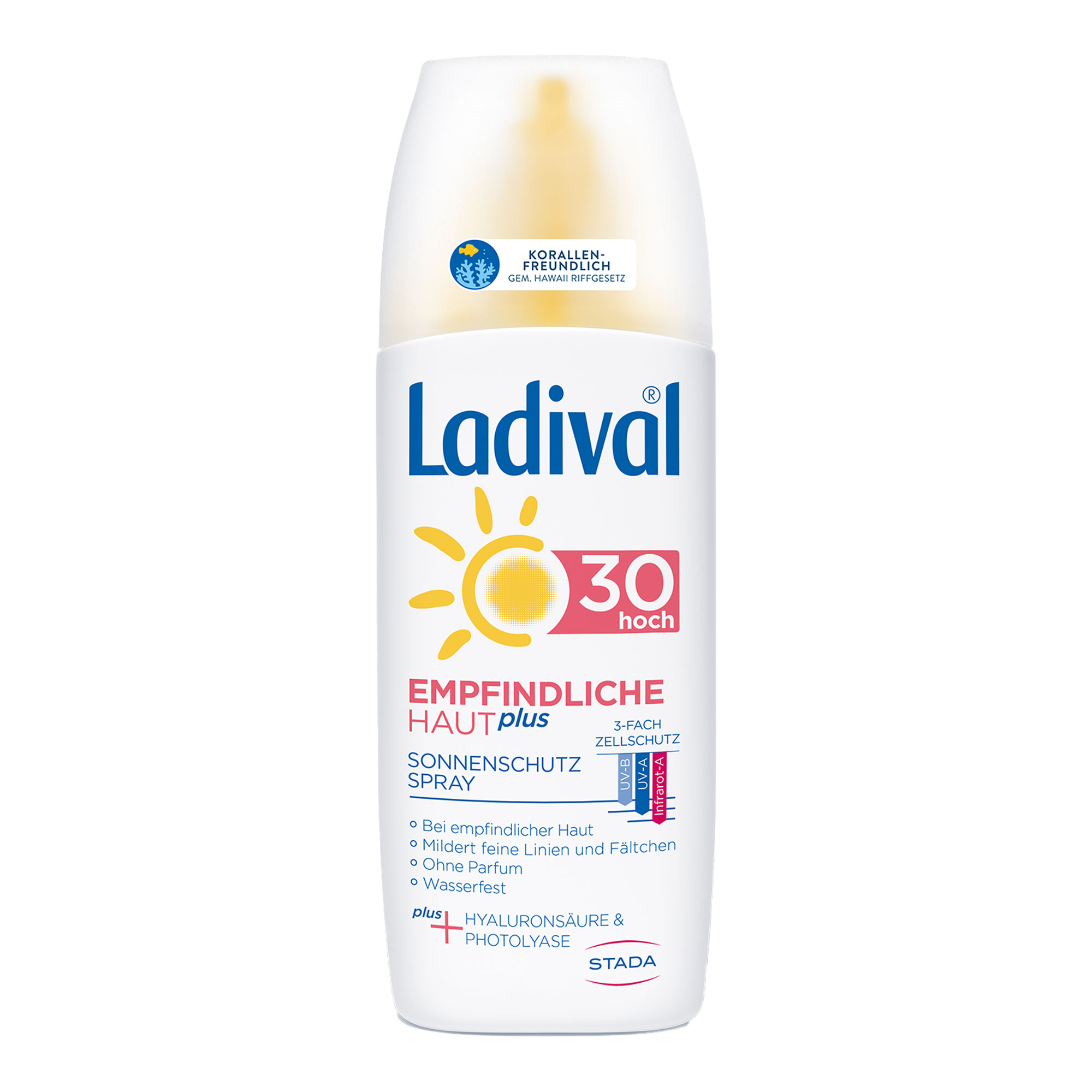 Wasserfestes Sonnenschutzspray mit LSF30 für empfindliche Haut.