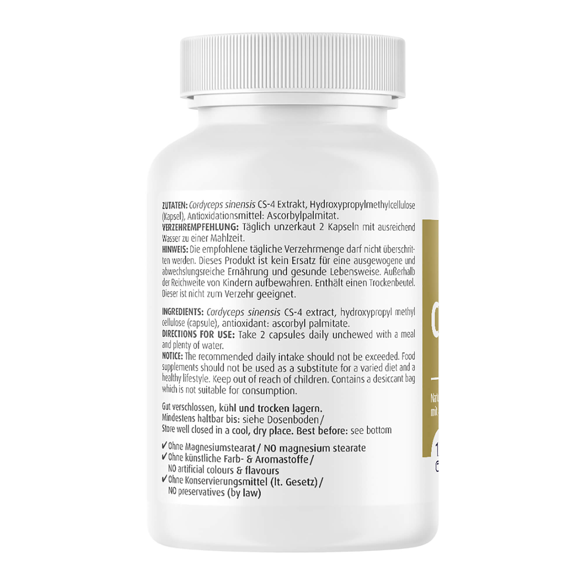 Cordyceps CS-4 500 mg Kapseln Rechte Seite