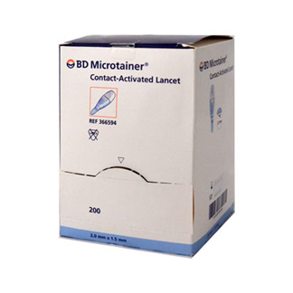 BD Microtainer kontaktaktivierte Lanzette blau, 2,0 mm x 1,5 mm.