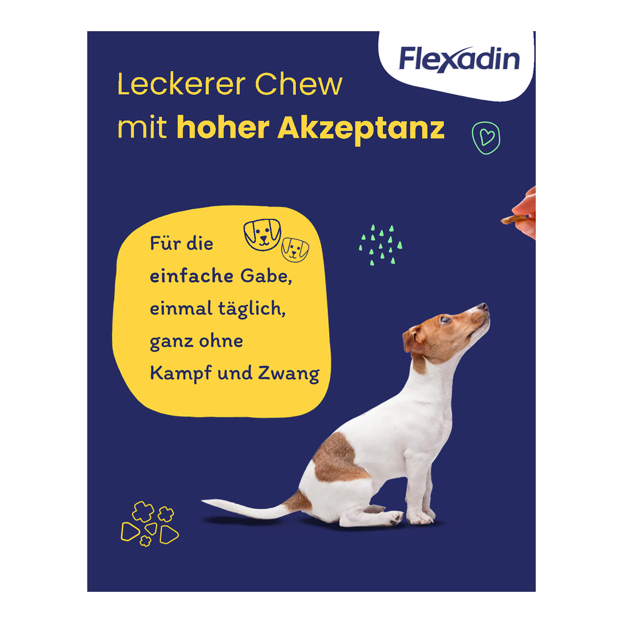 Grafik Flexadin Kausnack für junge Hunde Mini Akzeptanz