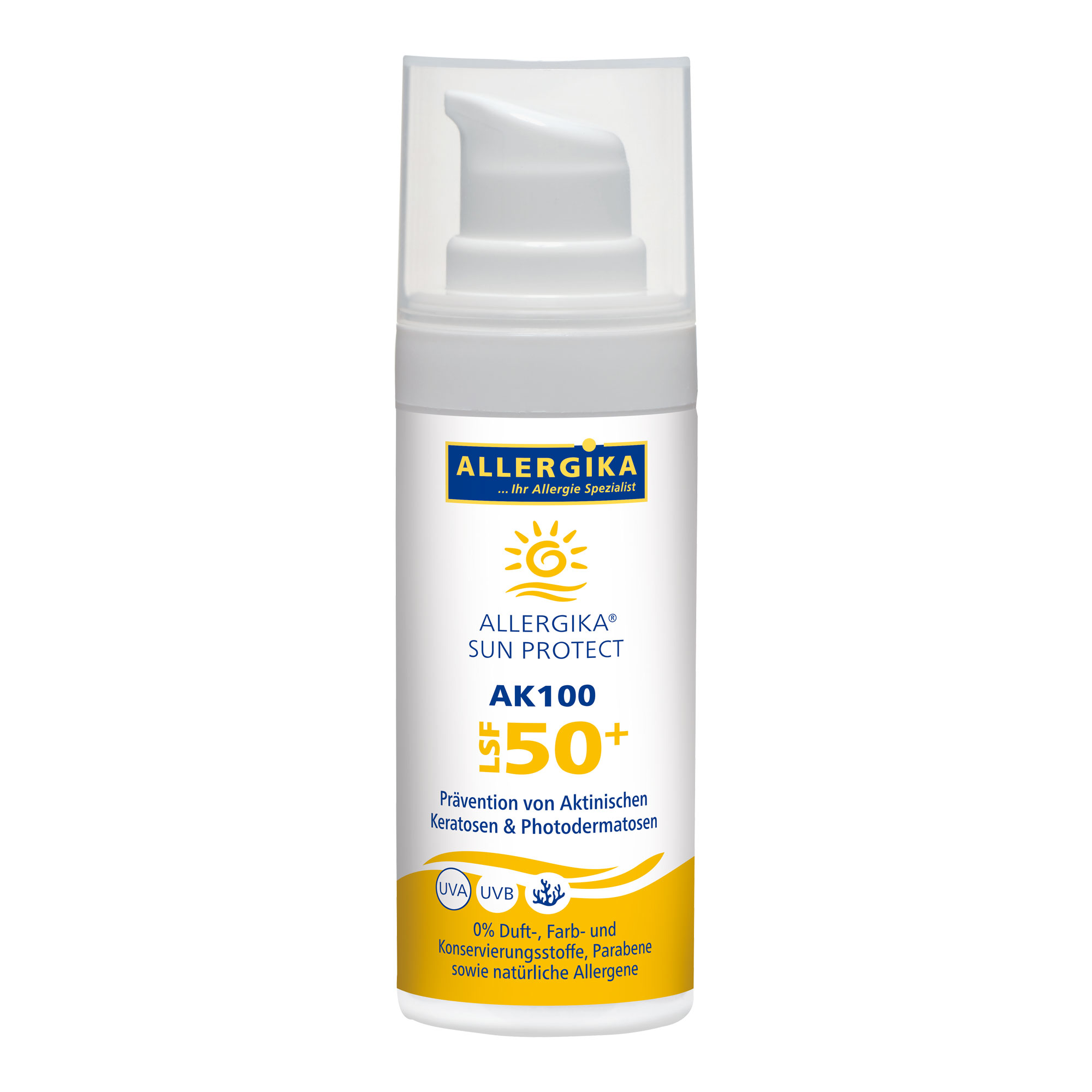 Sonnencreme mit LSF50+ für allergische Haut. Zur Prävention von Aktinischen Keratosen und Photodermatosen.