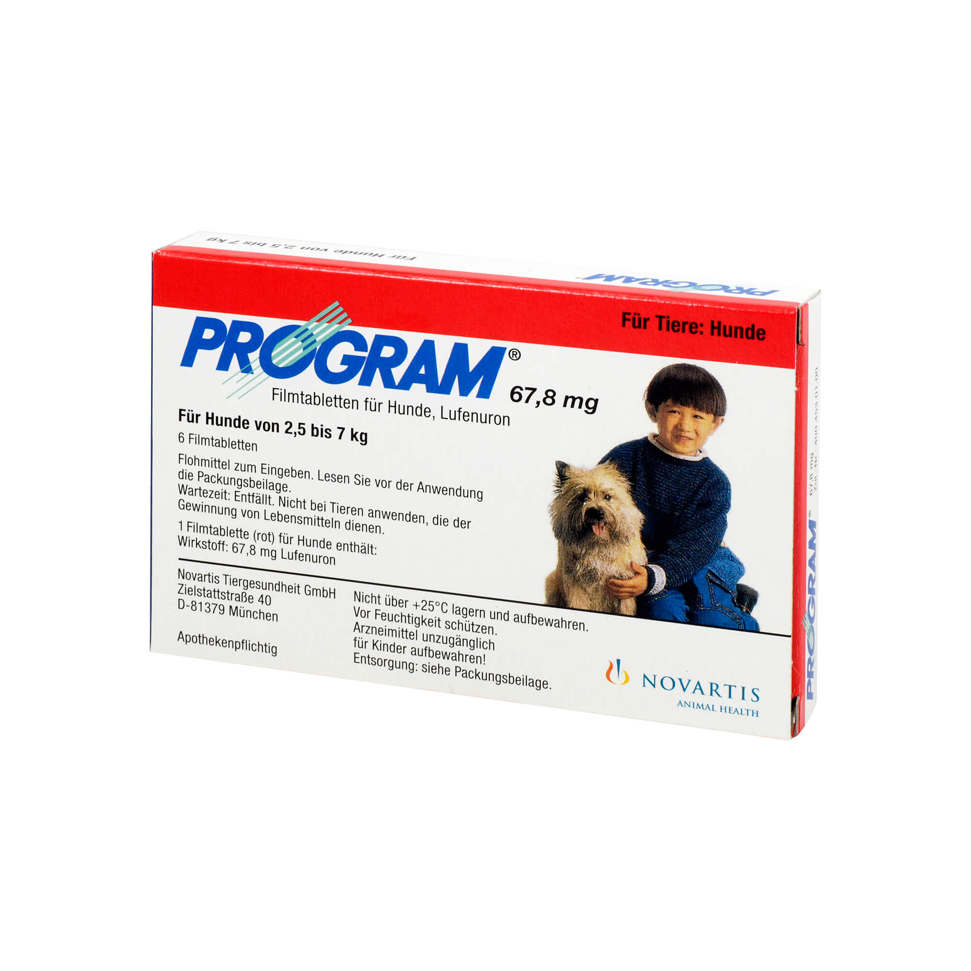 Zur Therapie und Prophylaxe von Flohinfestationen bei Hunden. Program 67,8 mg ist wirksam gegen die unreifen Entwicklungsstadien (präadulte Stadien) des Hundeflohs Ctenocephalides canis und des Katz