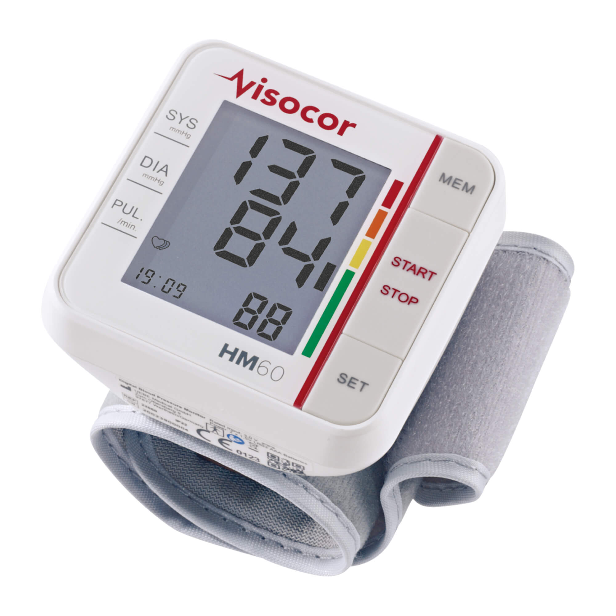 Blutdruckmessgerät für einen Handgelenkumfang von 13,5-19,5 cm.