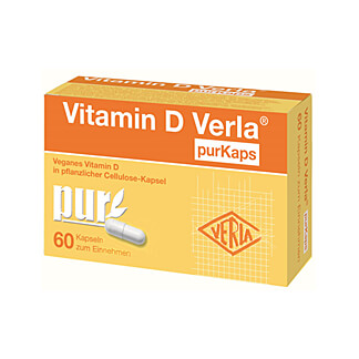 Nahrungsergänzungsmittel mit veganem Vitamin D3 in pflanzlicher Cellulose-Kapsel.