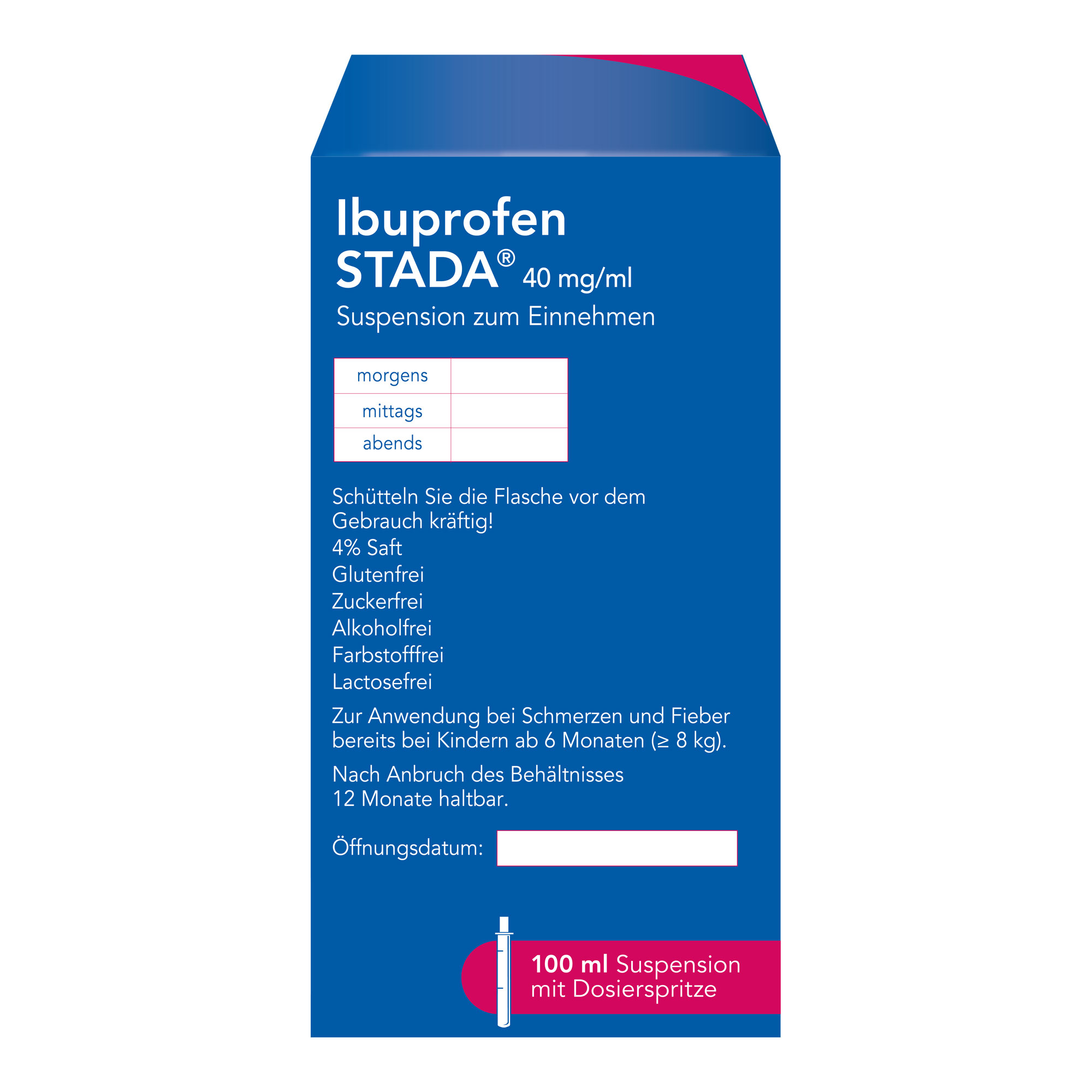 Ibuprofen Stada 40 mg/ml Suspension zum Einnehmen Rückseite