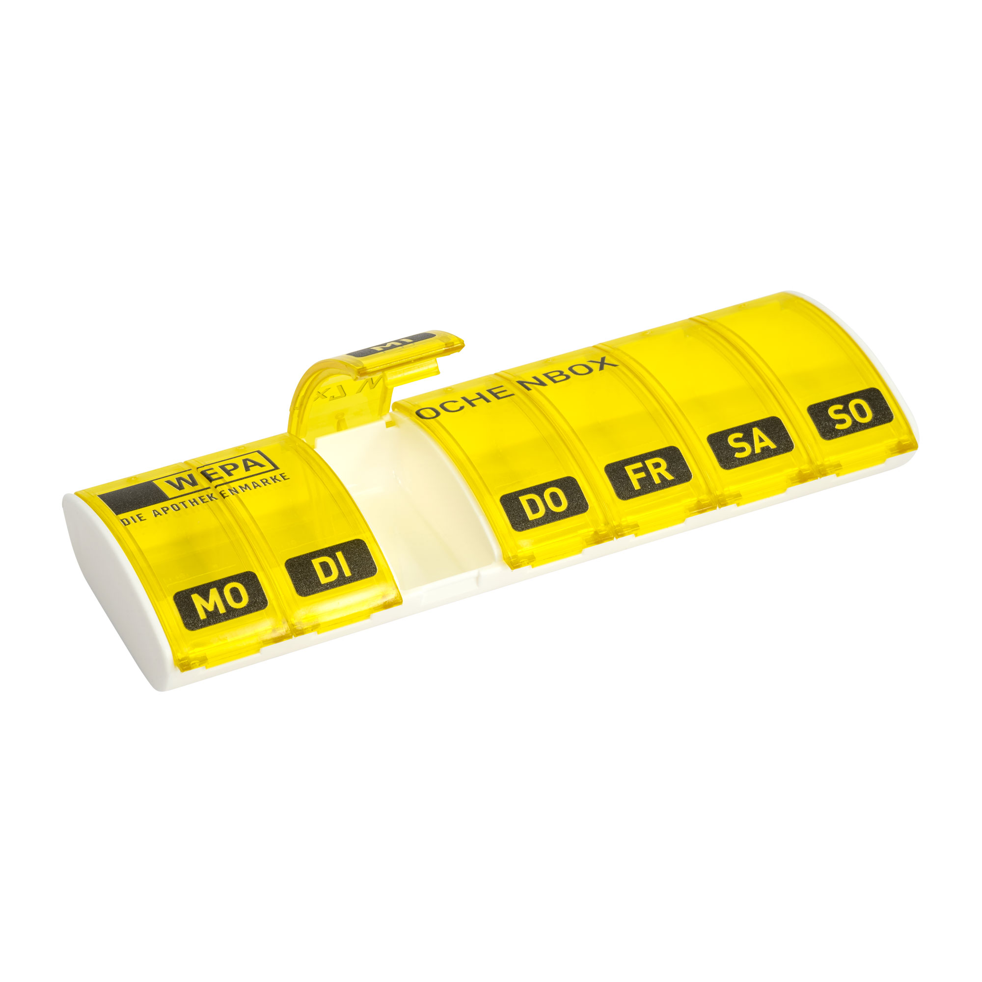 Wepa 1x7 Wochenbox gelb mit UV-Schutz+ geöffnet