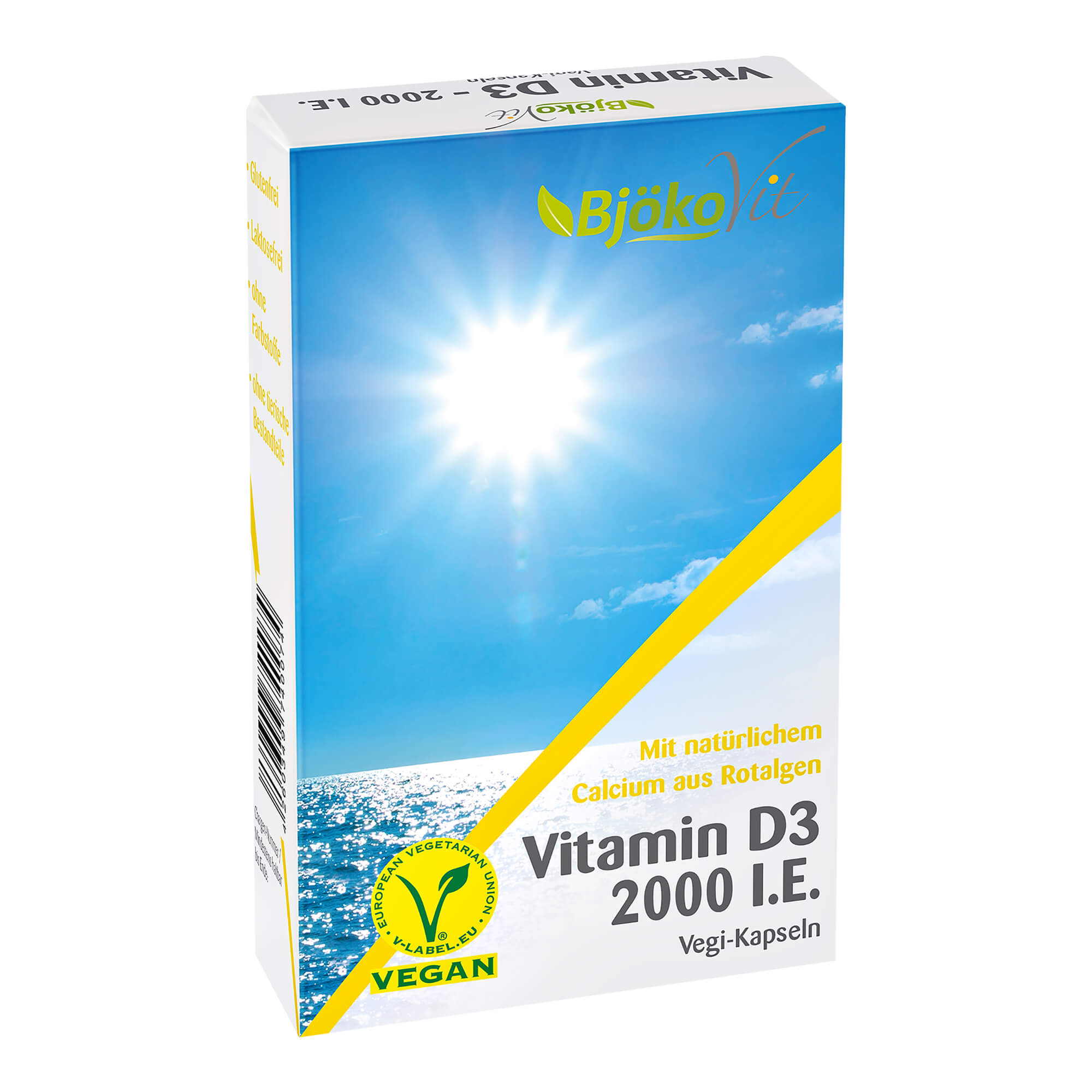Nahrungsergänzungsmittel mit Vitamin D3, Calcium und Vitamin C (Vegan).