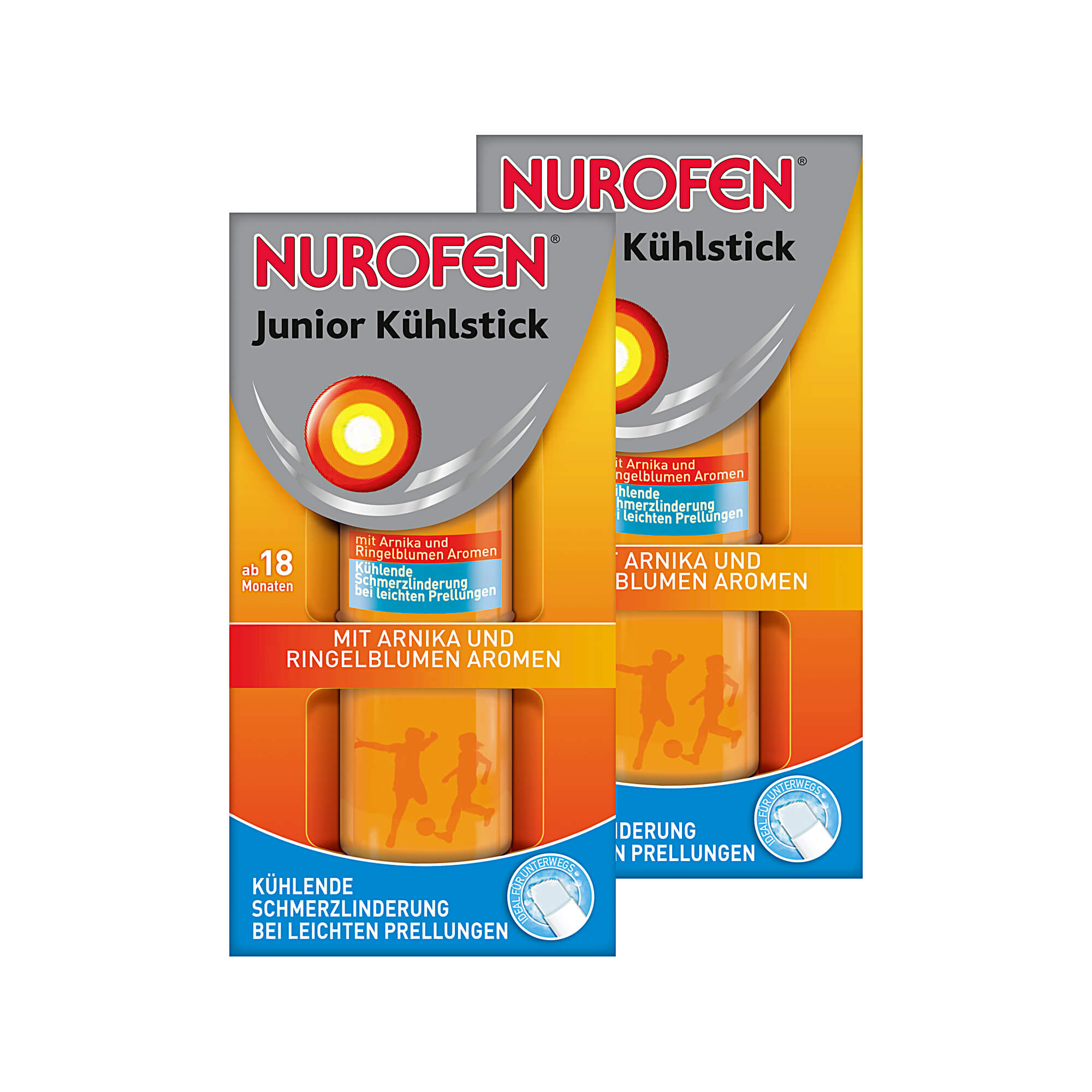 Set enthält 2x Nurofen Junior Kühlstick - Kühlend bei Prellungen und gegen den Juckreiz bei Insektenstichen - ideal für unterwegs.