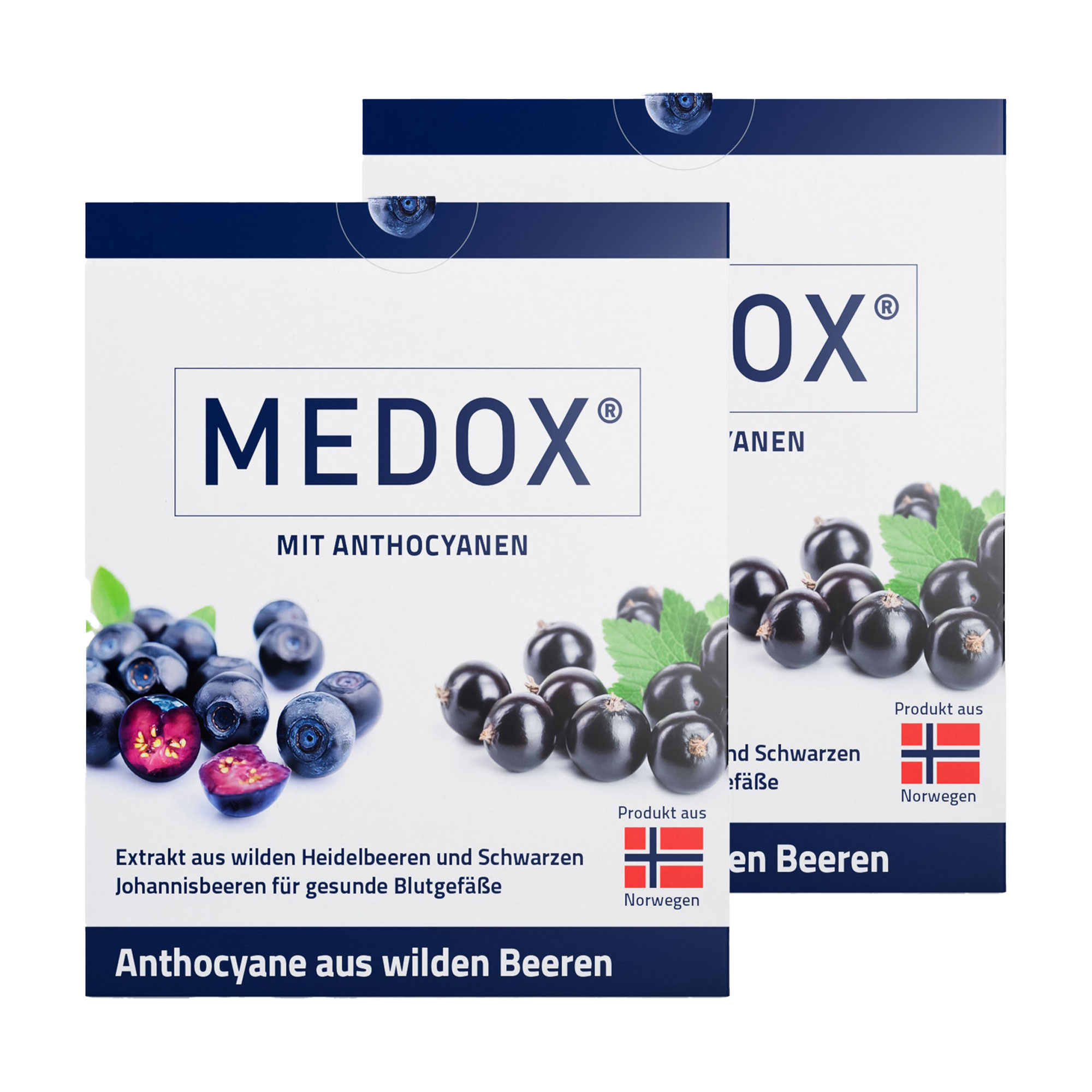 Nahrungsergänzungsmittel aus skandinavischen Heidelbeeren und Schwarzen Johannisbeeren. Doppelpackung.