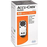 Testkassette für Accu-Chek Mobile Blutzuckermessgerät.