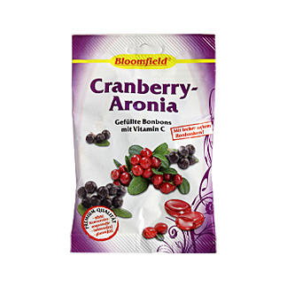 Gefüllte Bonbons mit Vitamin C und Cranberry-Aronia-Geschmack.