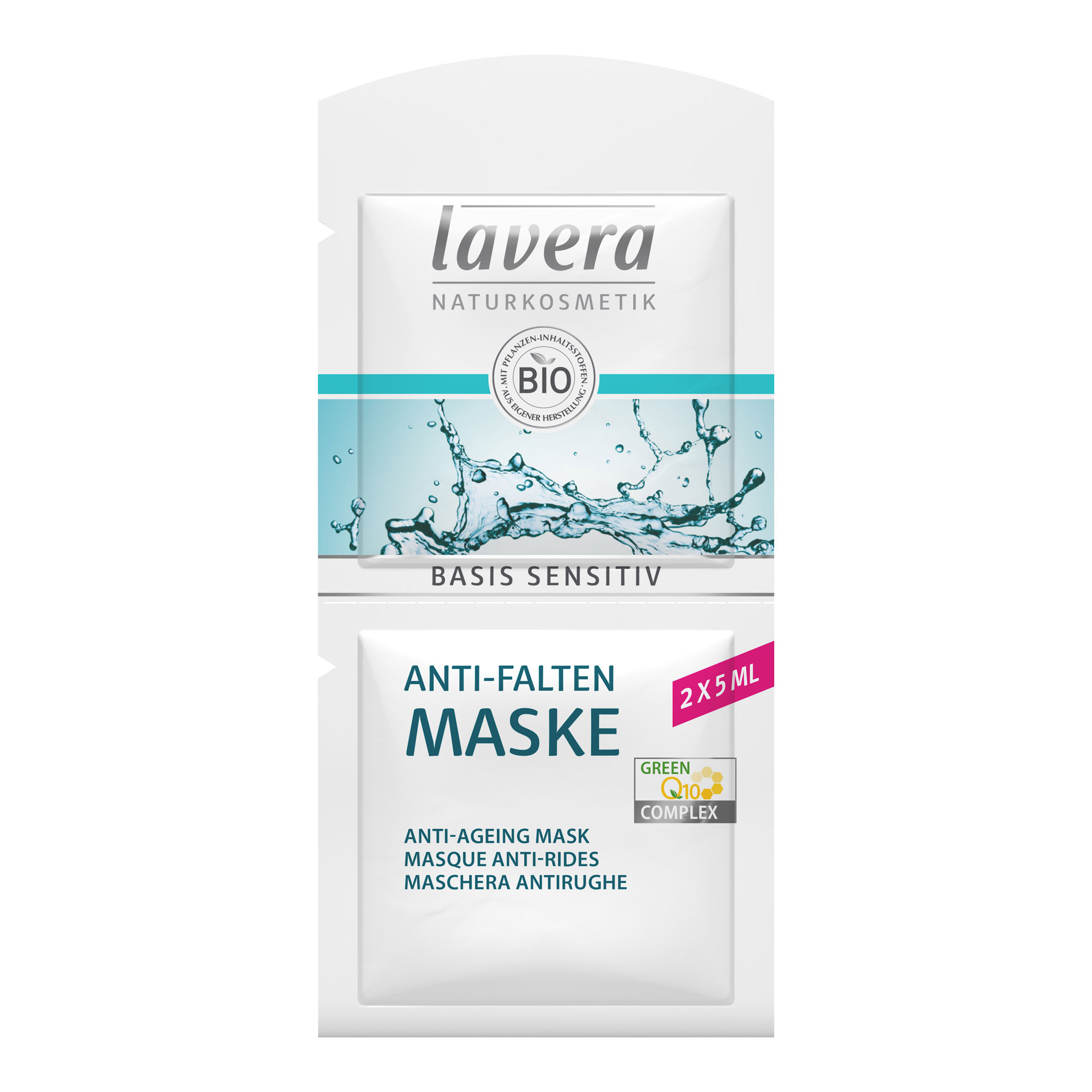Die lavera Anti-Falten Maske mit natürlichem Q10 versorgt die Haut nachhaltig mit Feuchtigkeit und mindert Falten nachweislich.