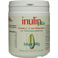 Inulin Plus Vitamin C, E und Magnesium zur Nahrungsergänzung.