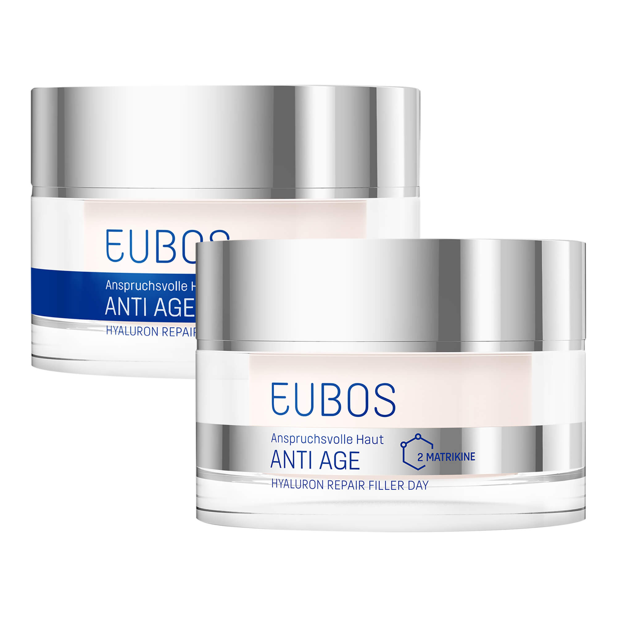 Mit je 50 ml Eubos ANTI AGE Hyaluron Repair Filler für das Gesicht. Als Tages- und Nachtcreme.