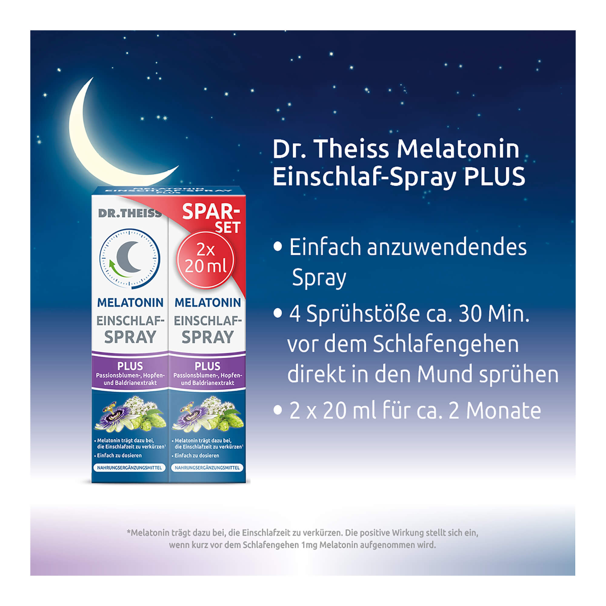 Grafik Dr. Theiss Melatonin Einschlaf-Spray Plus Anwendung