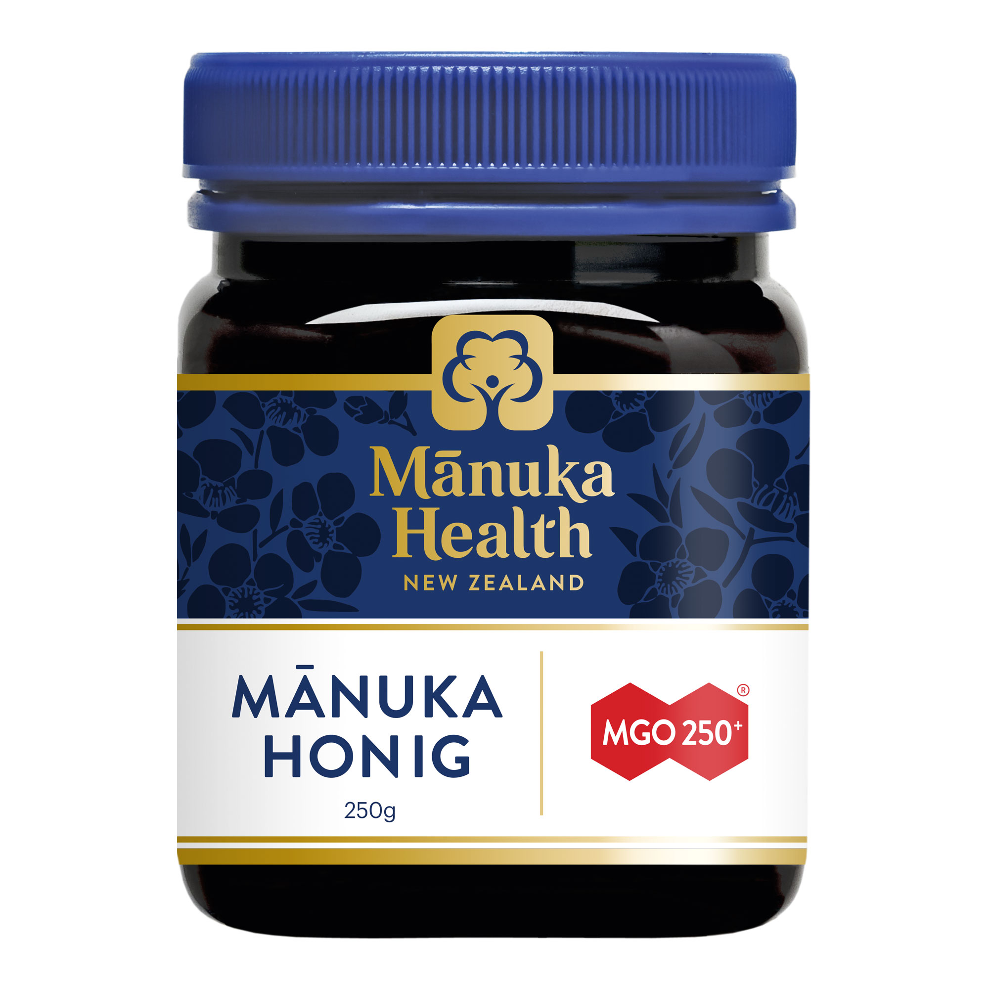 Manuka Honig aus Neuseeland zur Stärkung des allgemeinen Wohlbefindens. Enthält mindestens 250 mg MGO.