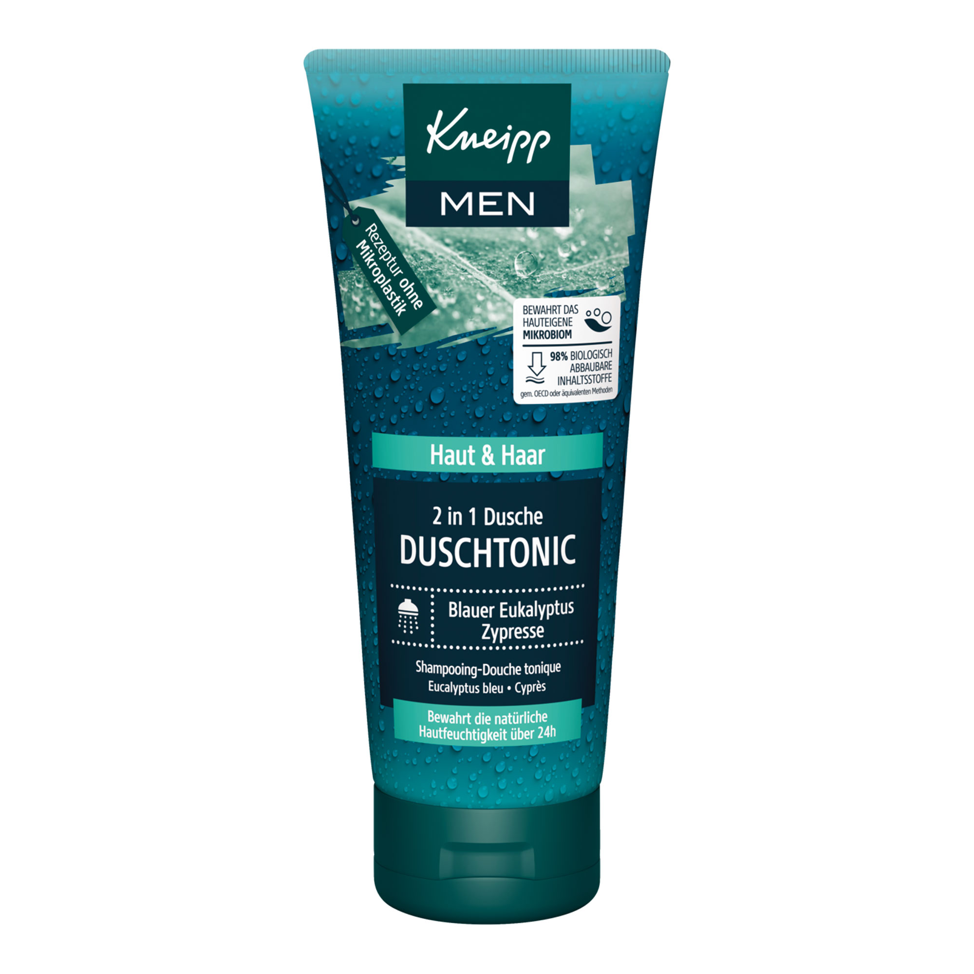 Männerpflege für Haut und Haare. Mit spritzigem Duft aus blauem Eukalyptus und würziger Zypresse.