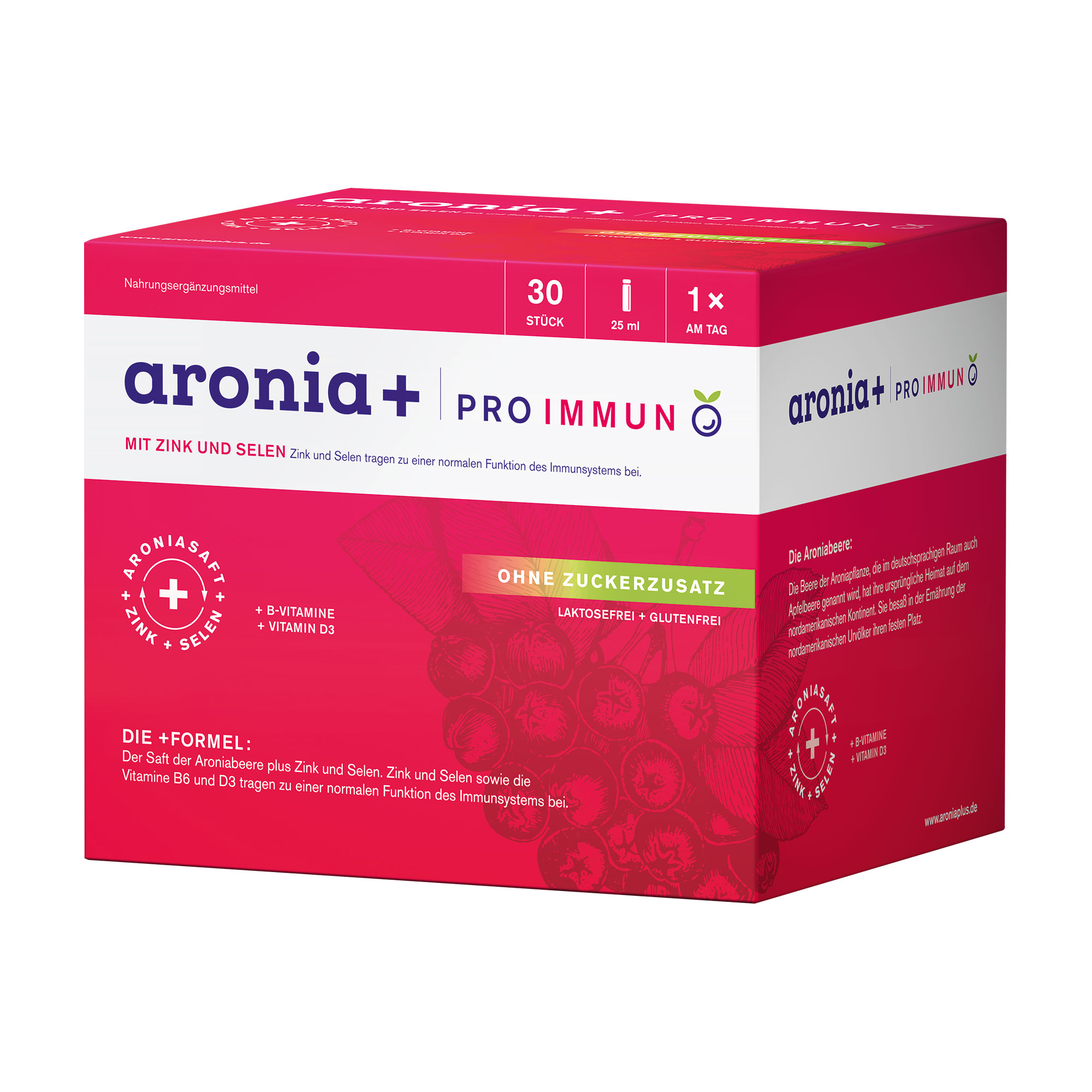 Nahrungsergänzungsmittel mit Aronia, Zink und Selen sowie ausgewählten B-Vitaminen und Vitamin D3. Für Erwachsene.