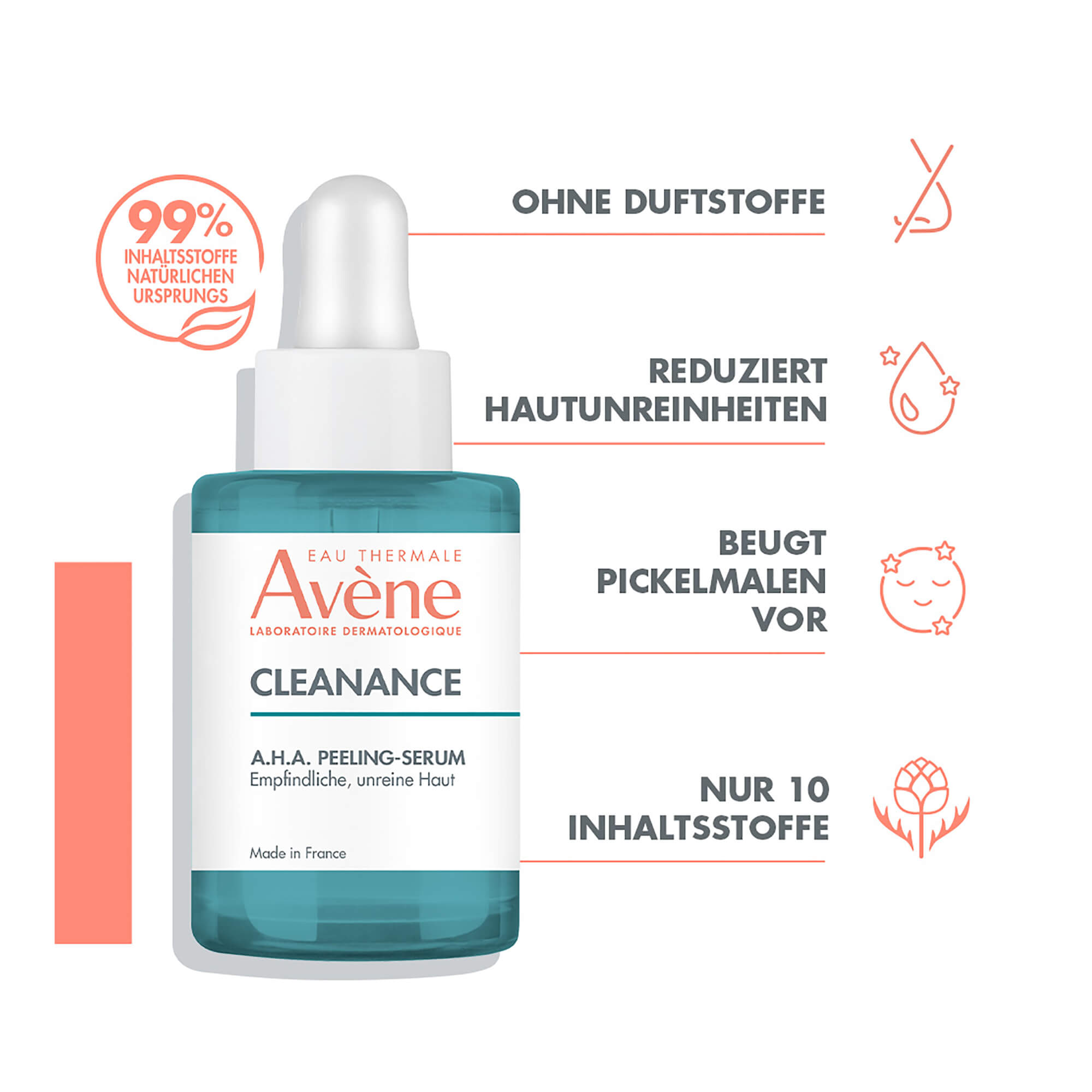 Avene Cleanance A.H.A Peeling-Serum Merkmale