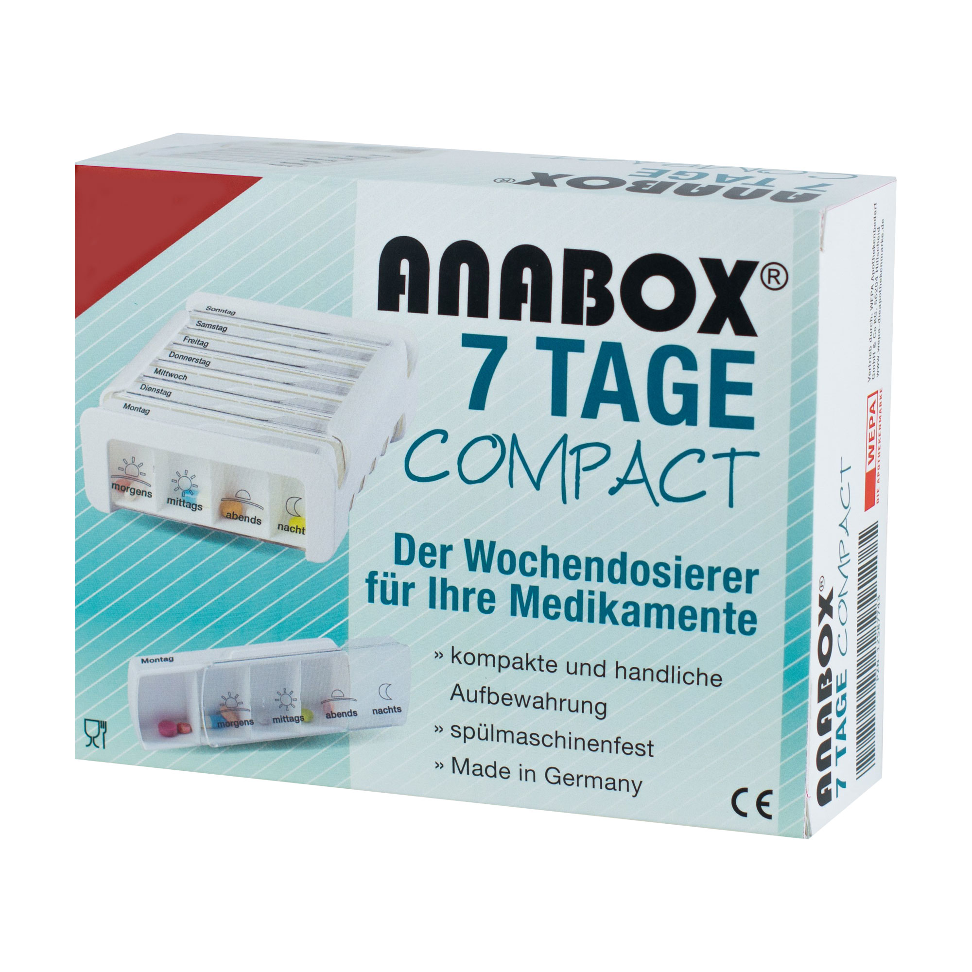 Anabox 7 Tage Compact Medikamentenbox weiß