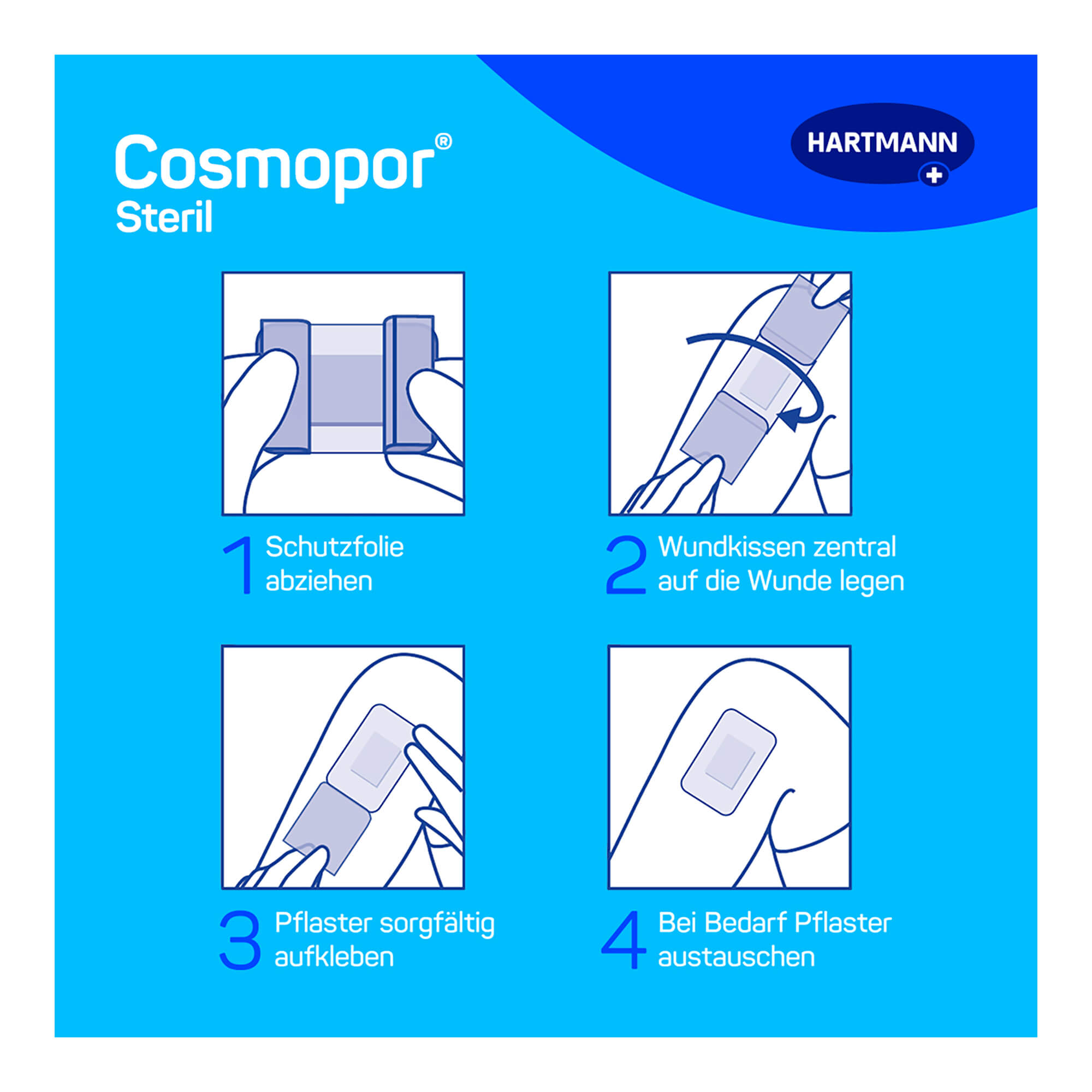 Cosmopor steril Wundverband 10 cm x 8 cm Anwendung