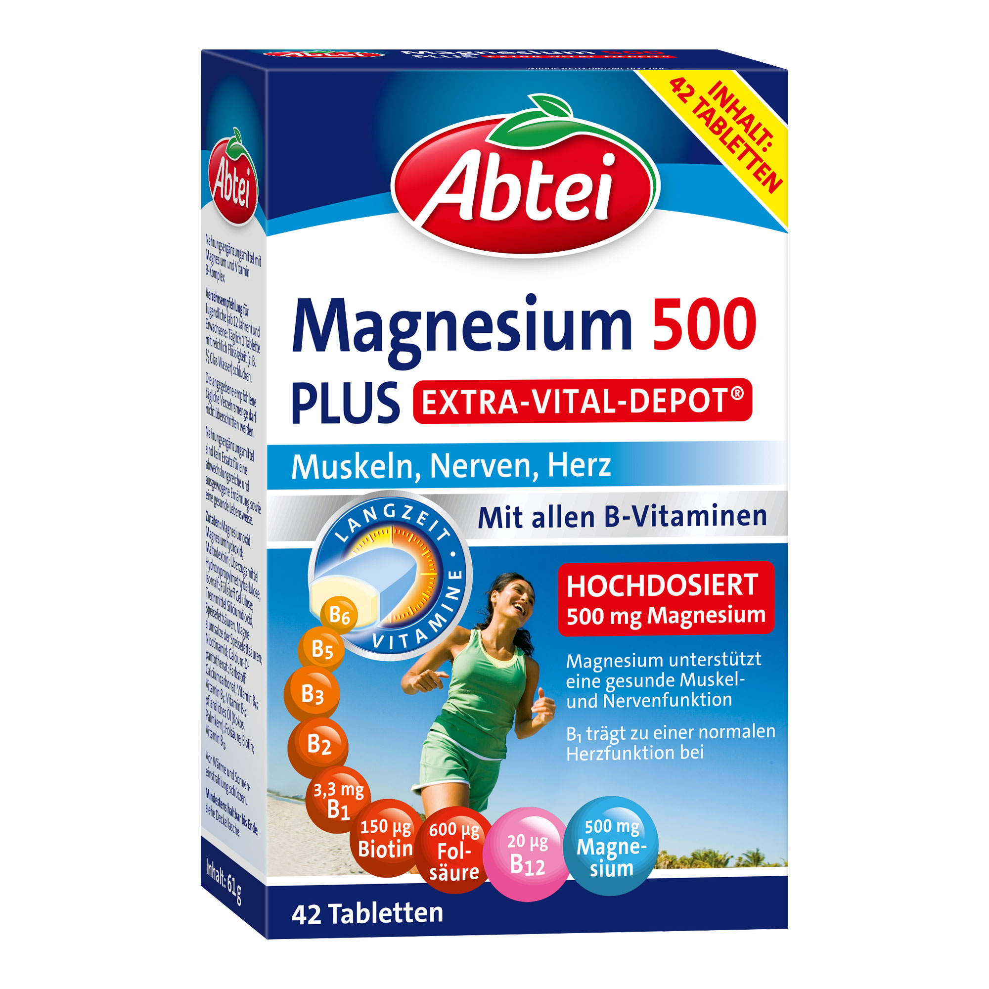 Nahrungsergänzungsmittel mit Magnesium und Vitamin B-Komplex.