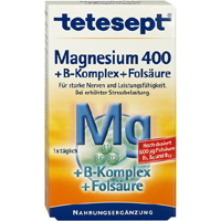 Magnesium 400 + B-Komplex + Folsäure.
