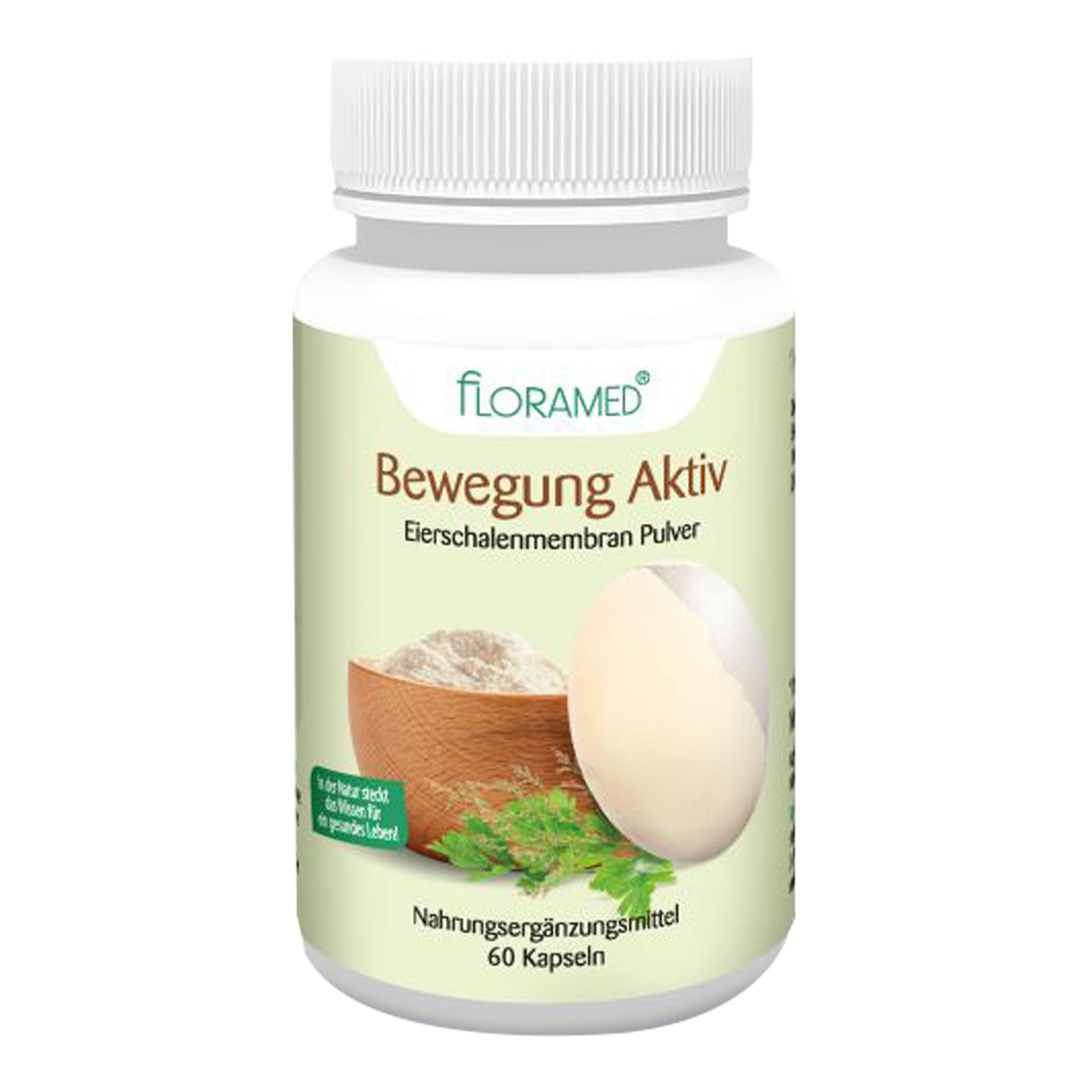 Nahrungsergänzungsmittel mit Eierschalenmembran-Pulver, Vitamin C und Zink.