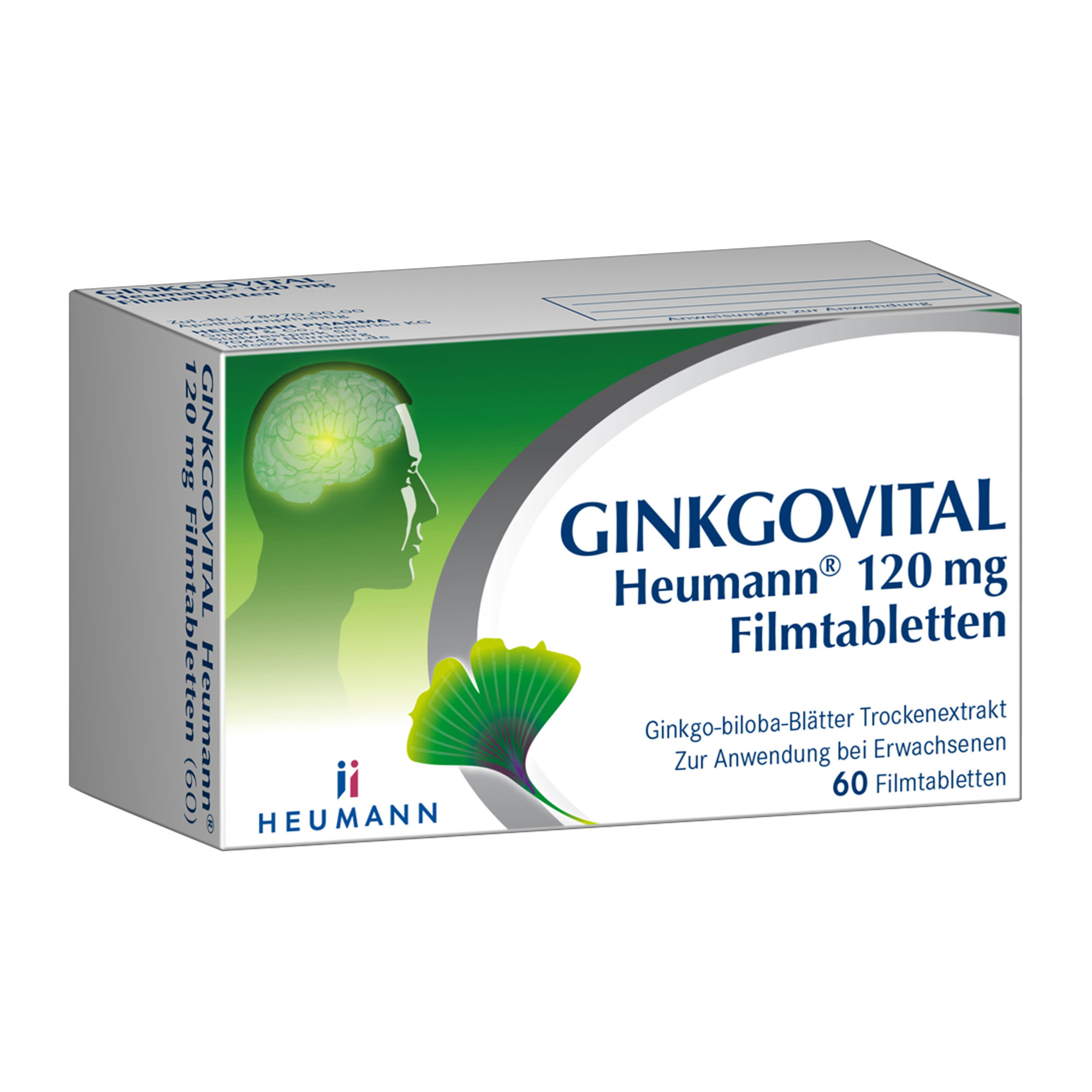 Pflanzliches Arzneimittel mit 120 mg Ginkgo-biloba-Blätter Trockenextrakt. Stärkt Gedächtnis und Konzentration.