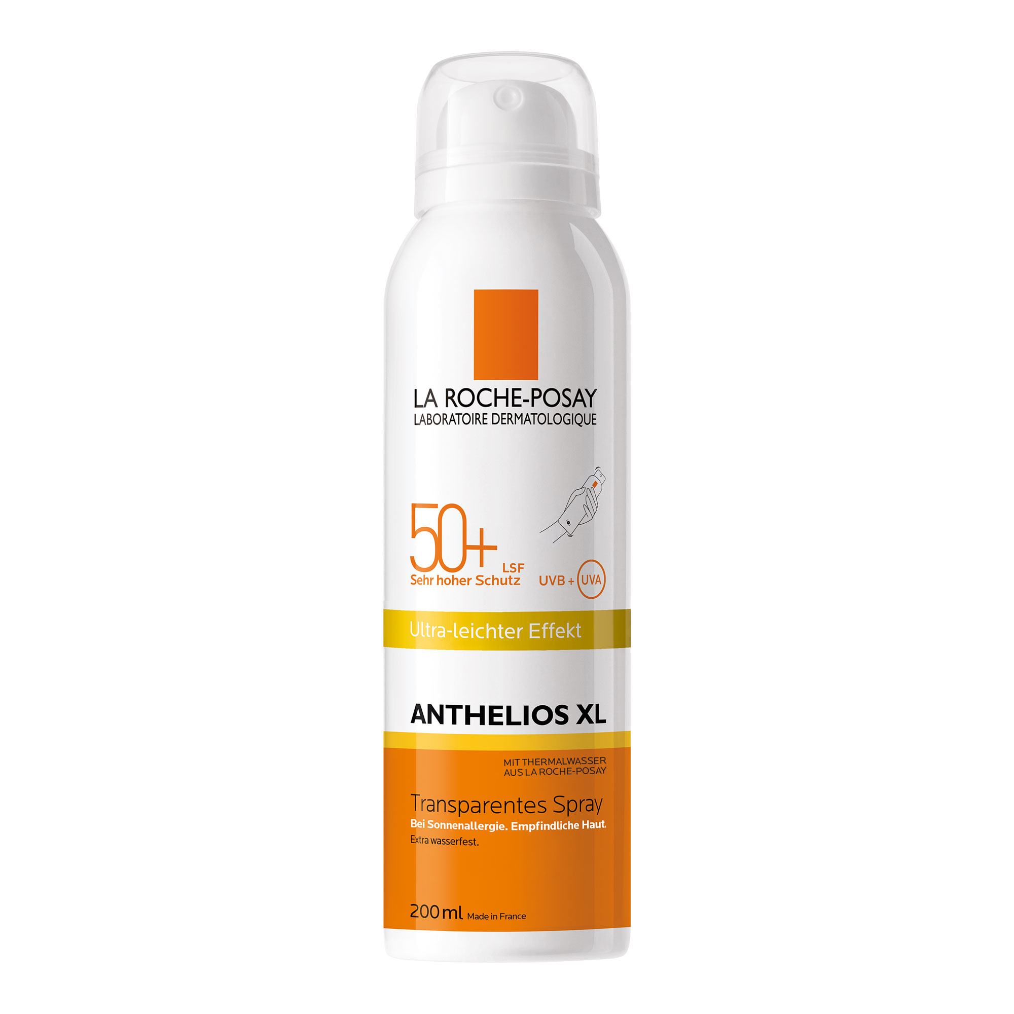 Ultra leichtes Sonnenschutz Spray für empfindliche Körperhaut und bei Sonnenallergie.