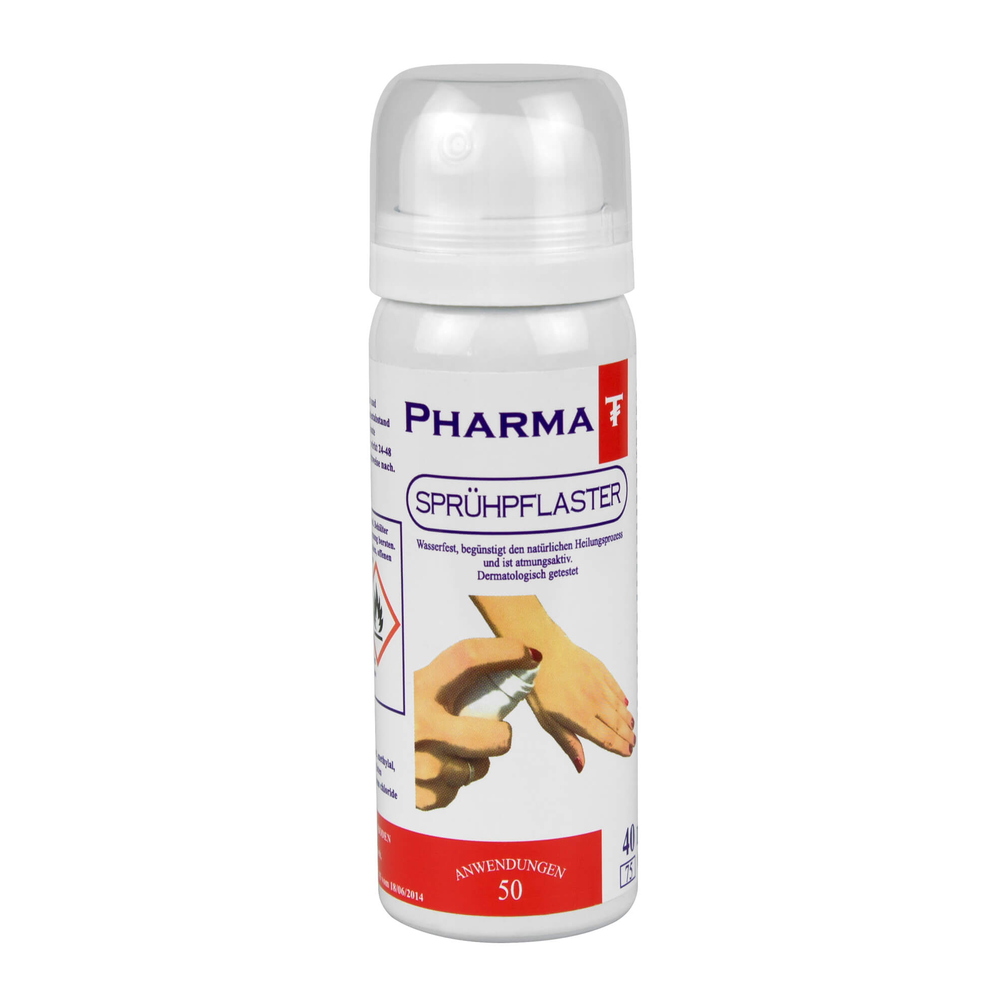 Pflaster mit Spray-Formel, das speziell zum Schutz der Haut bei oberflächlichen Verletzungen und gegen äußere Einwirkungen (Wasser, Schmutz, Bakterien etc.) entwickelt wurde.
