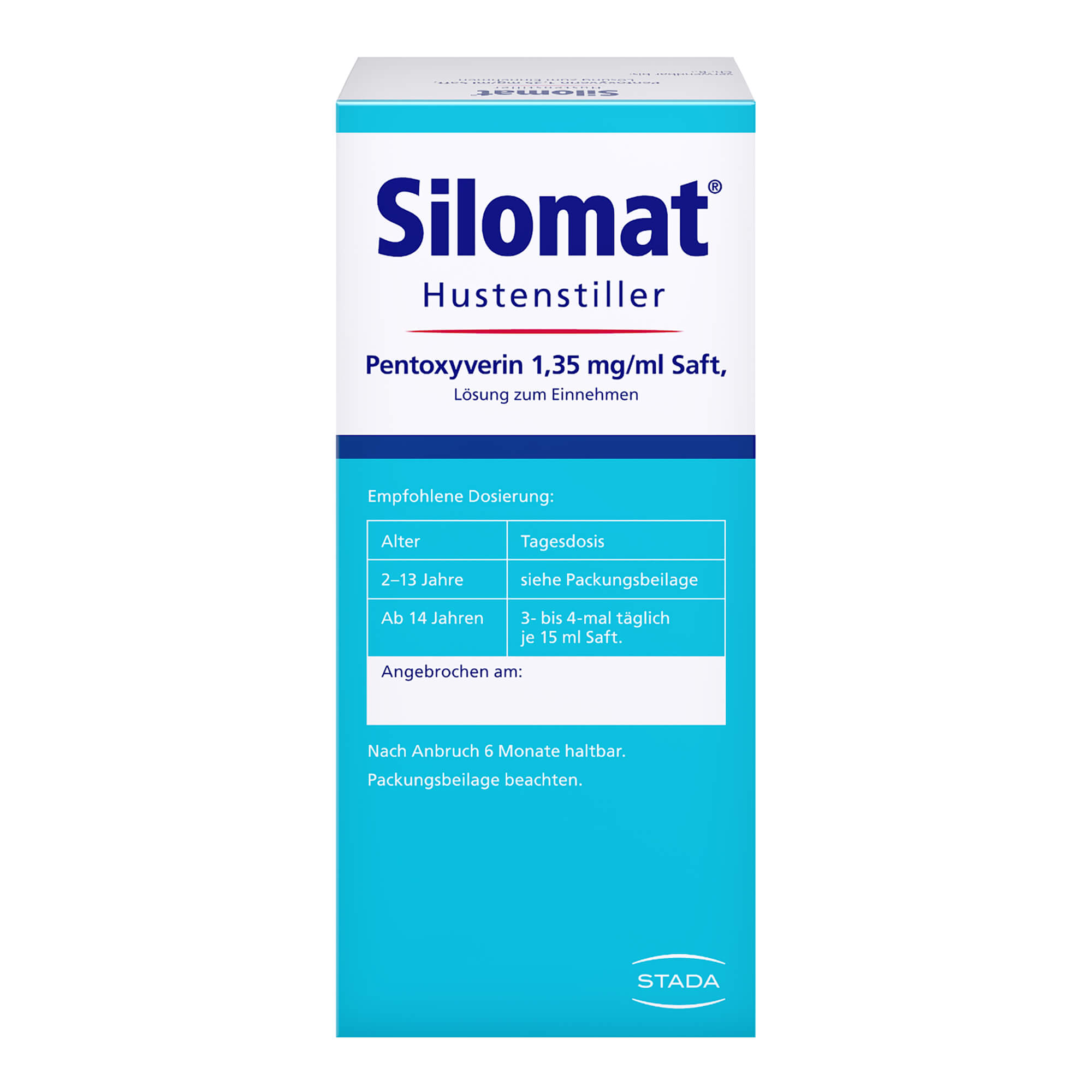 Silomat Hustenstiller Pentoxyverin 1,35 mg/ml Saft Packungsrückseite