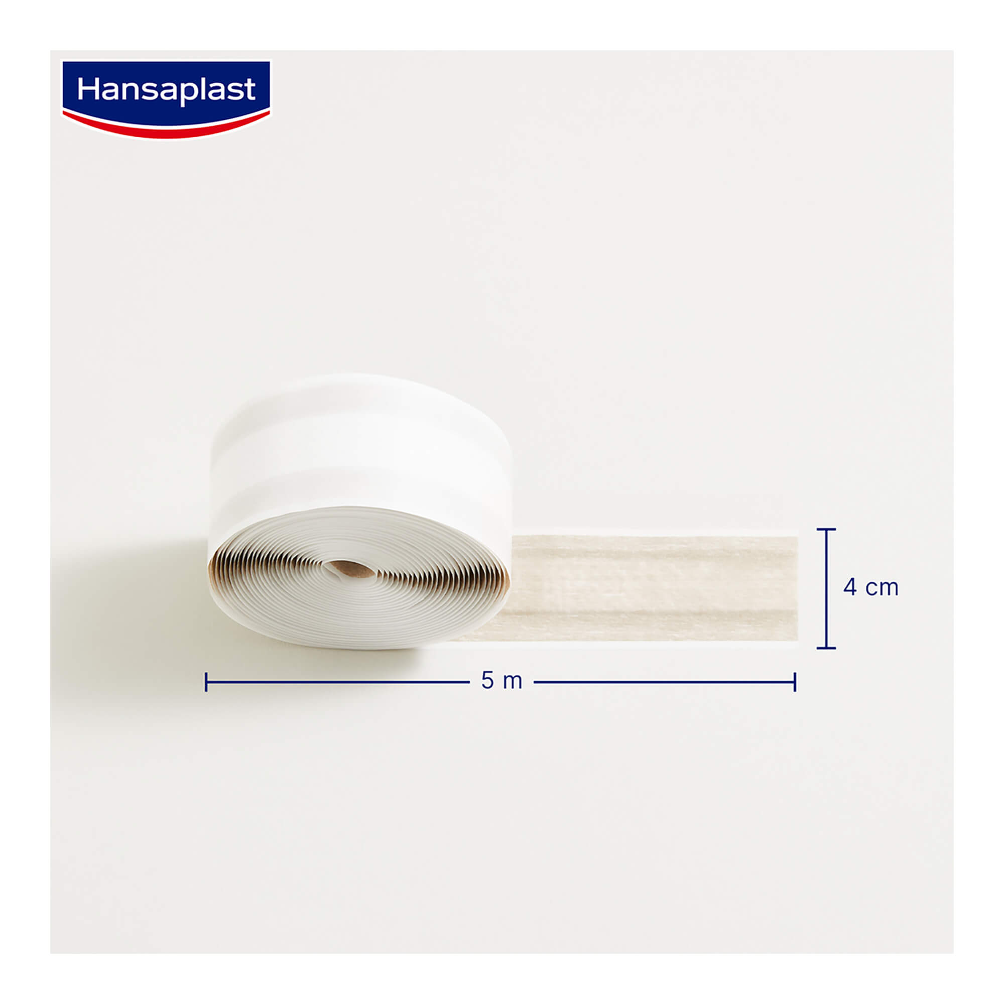 Grafik Hansaplast Soft 5 m x 4 cm Pflasterrolle Produktmaße