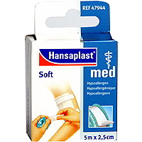 Hansaplast med Fixierpflaster soft bietet sichere Fixierung für sensible Haut. 5mx1,25cm