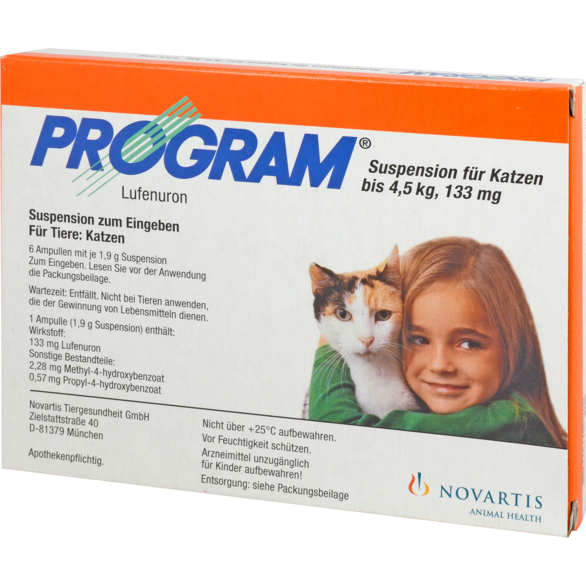 Bis 4,5 kg, 133 mg, zur Therapie und Prophylaxe von Flohbefall bei Katzen.