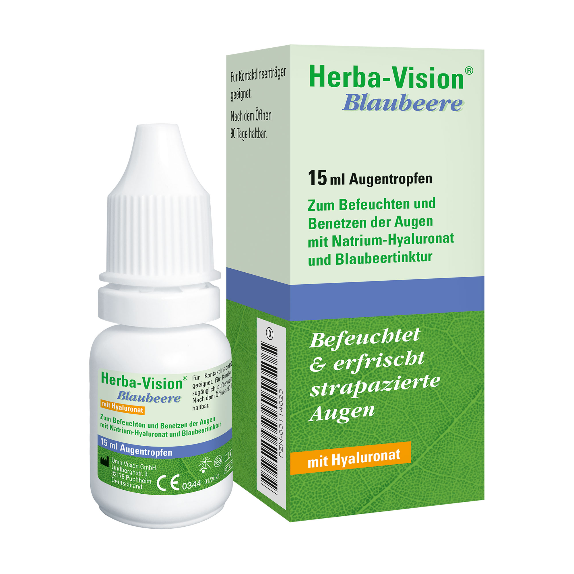 Lösung zum Befeuchten und Benetzen der Augen mit Natrium-Hyaluronat und Blaubeertinktur.