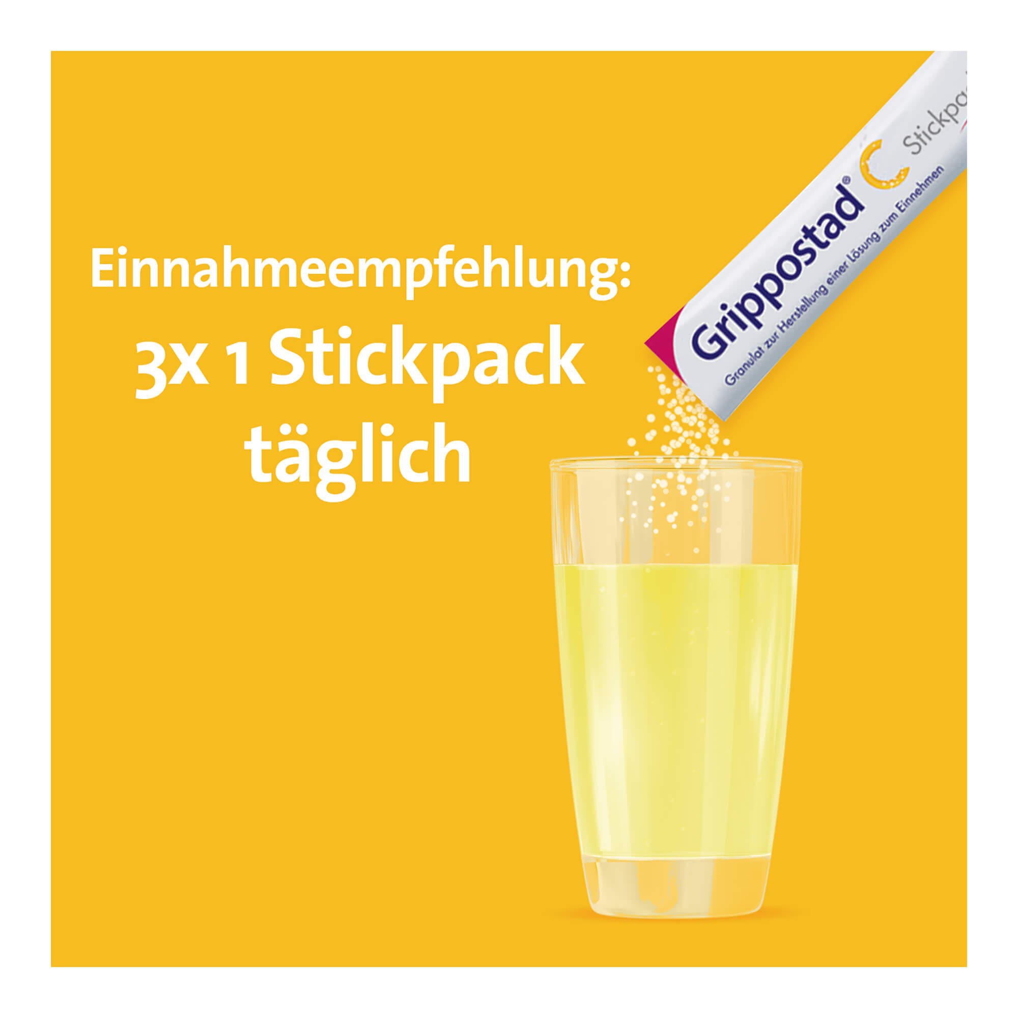 Grafik Grippostad C Stickpack Granulat Einnahmeempfehlung: 3x1 Stickpack täglich