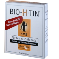 BIO H TIN 5 mg Tabletten. Zur Vorbeugung und Behandlung eines Biotin-Mangels.