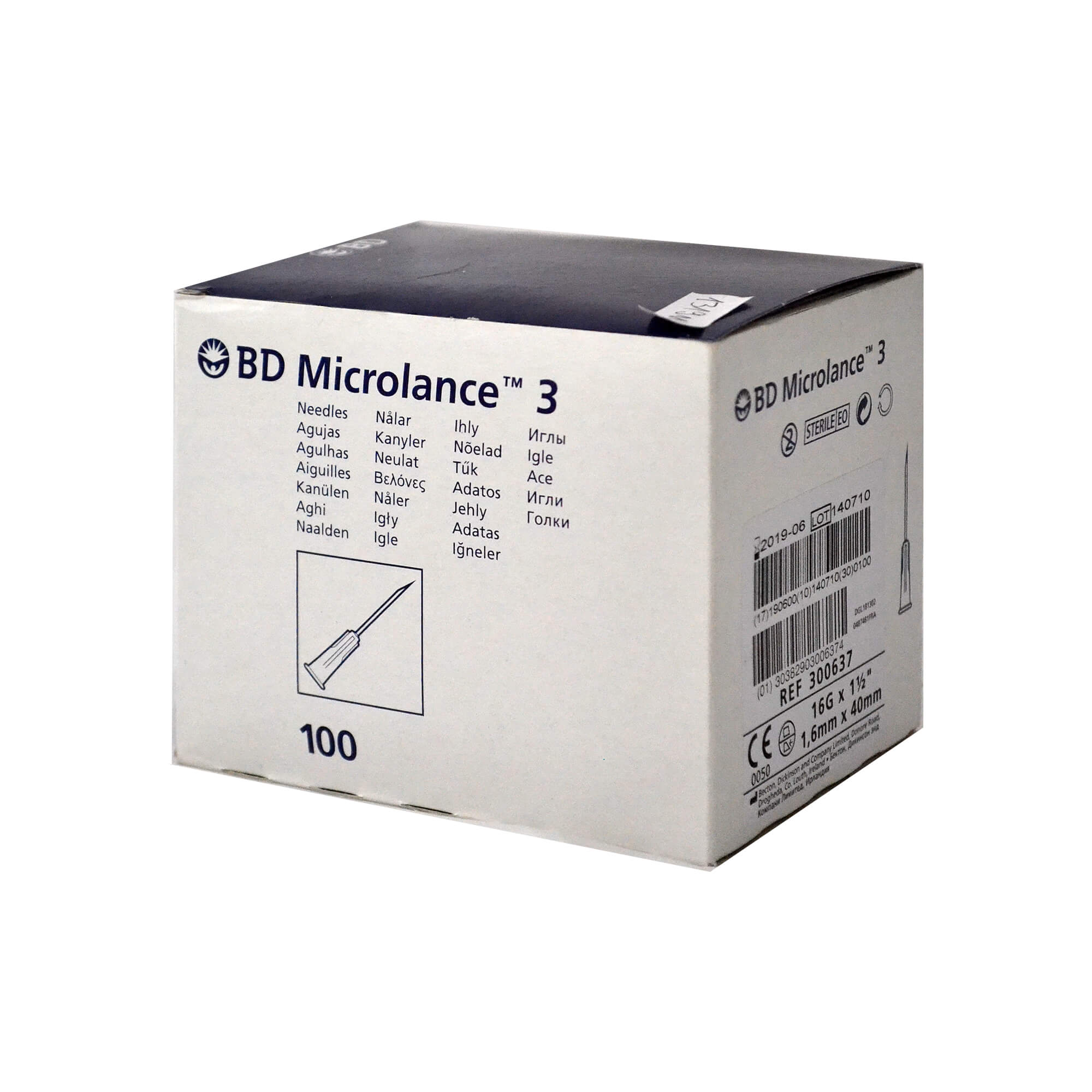 BD Microlance 3 Kanüle, 16 G x 1 1/2", 1,6 mm x 40 mm.