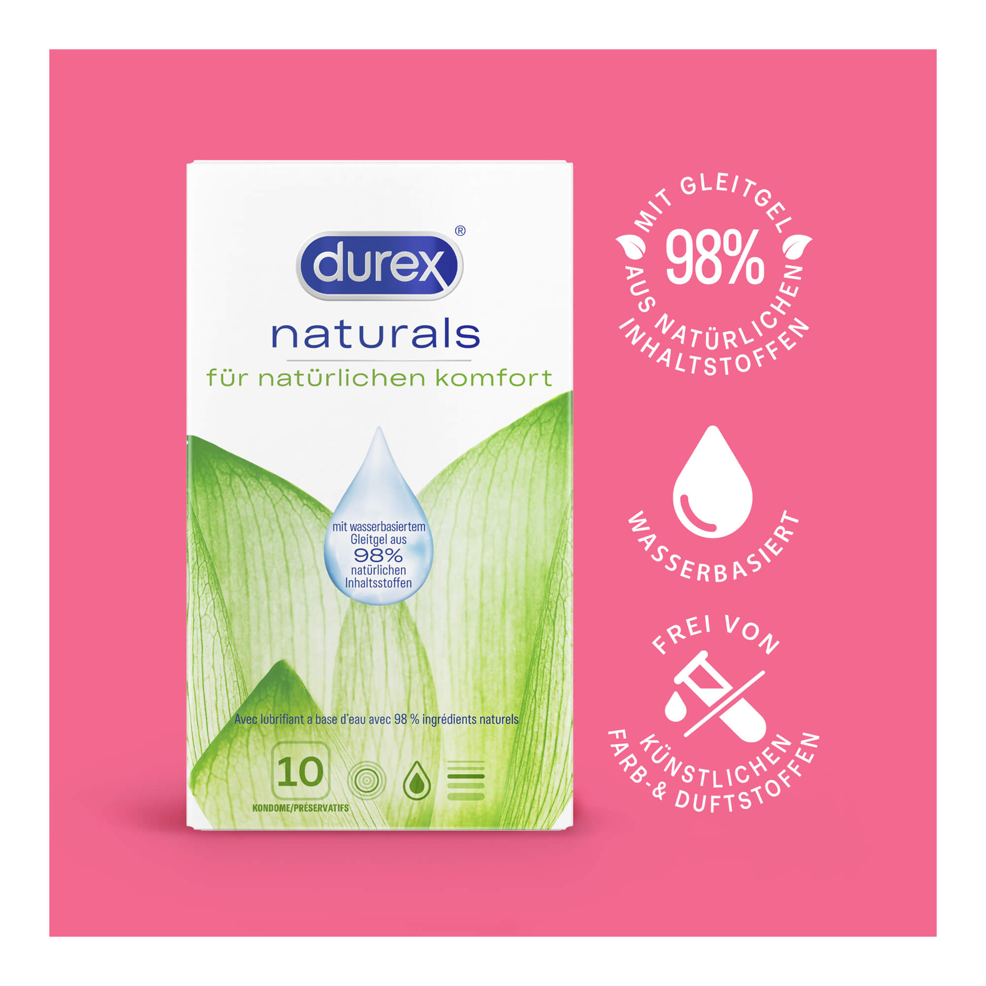 Durex Naturals Kondome mit Gleitgel wasserbasiert